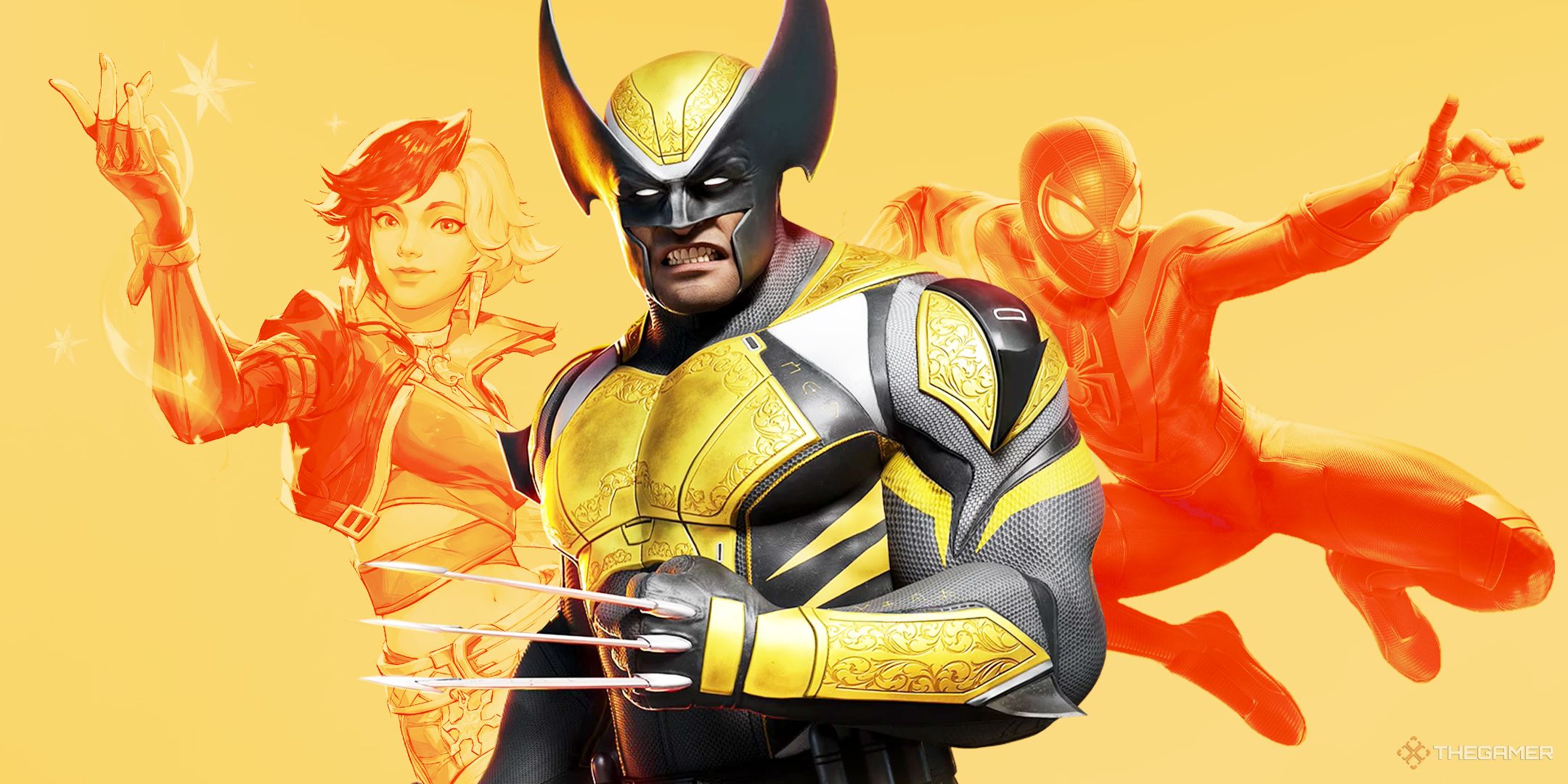 Wolverine next to Luna Snow and Spider-Man.