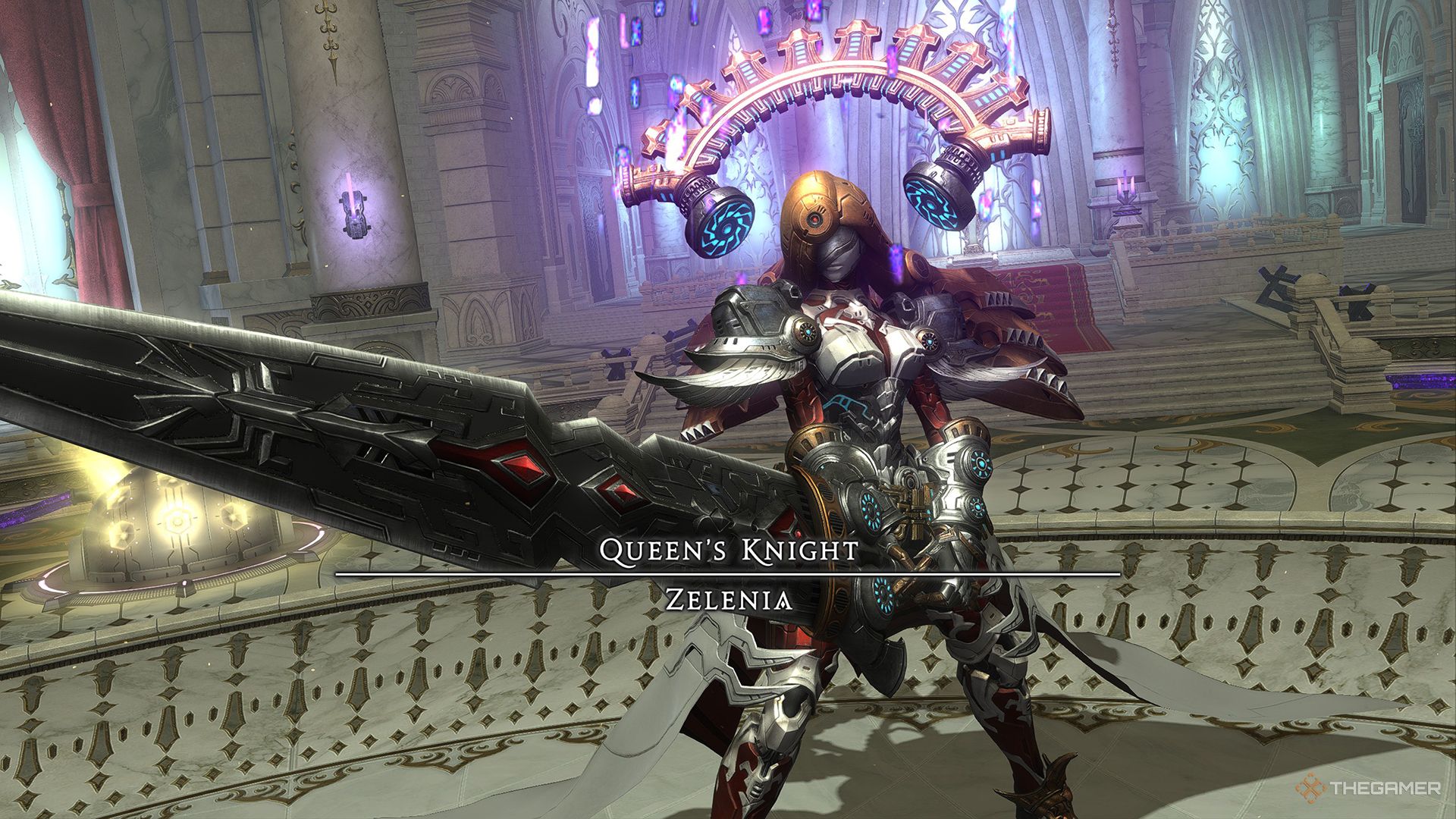 Zelenia, Queen's Knight during the Recollection Trial introduction cutscene in Final Fantasy 14.