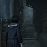 Silent Hill f screenshot showing the main character in a dank alleyway