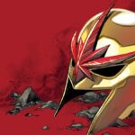 Nova's helmet sitting among rubble