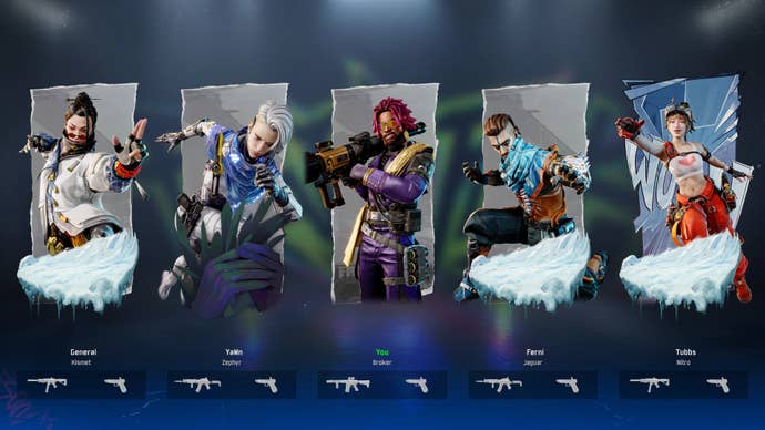 A roster of five of the Lancers that you can select in FragPunk.