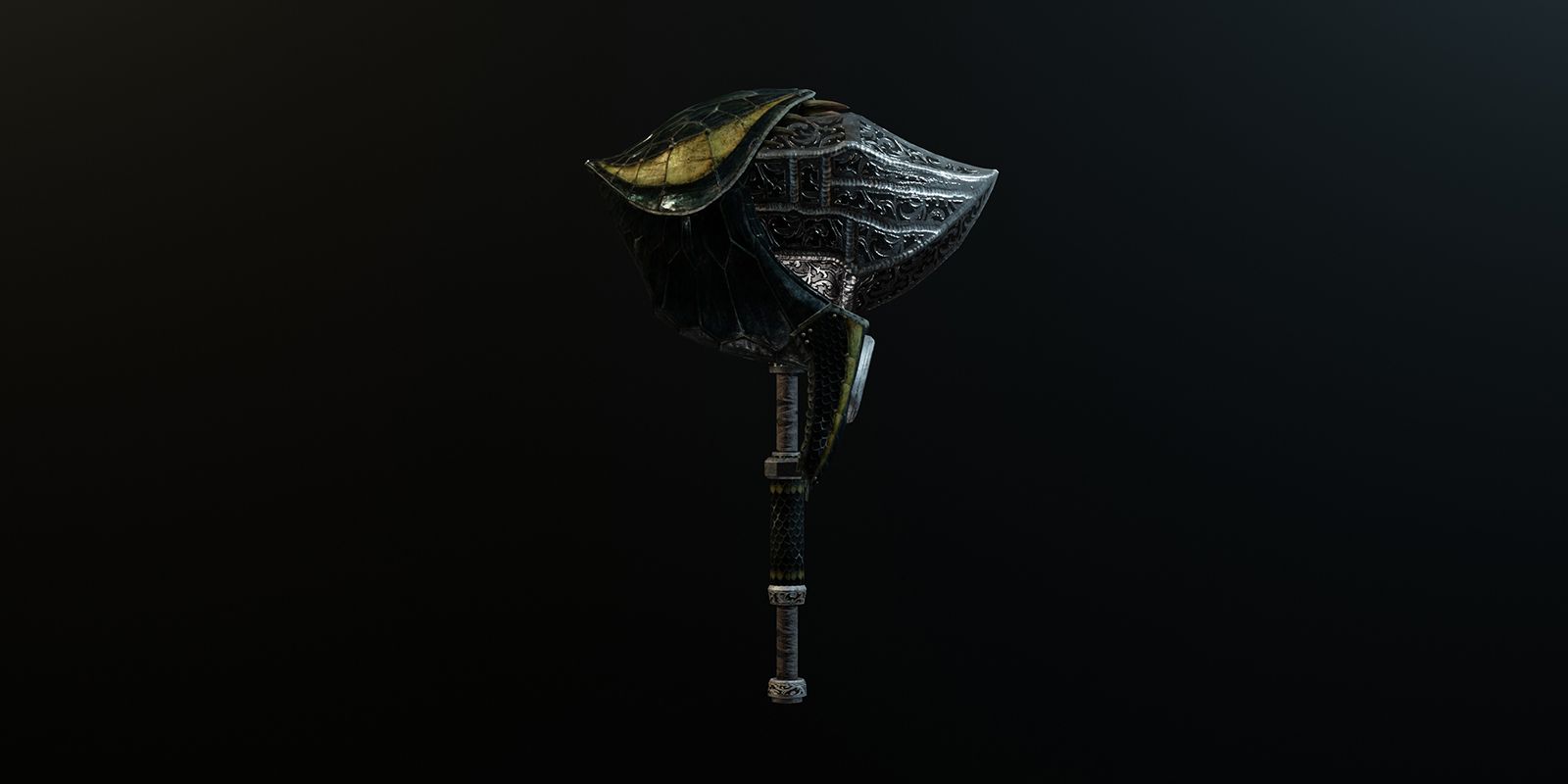 Close-up of the Kjarr Hammer Numb from Monster Hunter World.