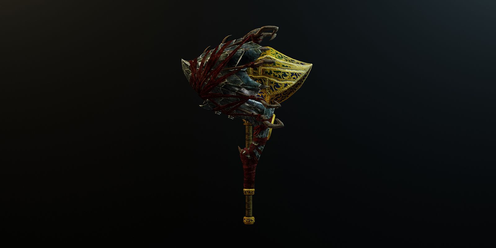 Close-up of the Taroth Hammer Decay from Monster Hunter World.