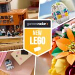 Lego Twilight, Easter Egg, Eeyore, and Flowers divided by white lines, with a GamesRadar+ new Lego badge in the middle