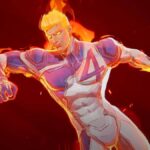 A screenshot of Human Torch in his Marvel Rivals reveal trailer