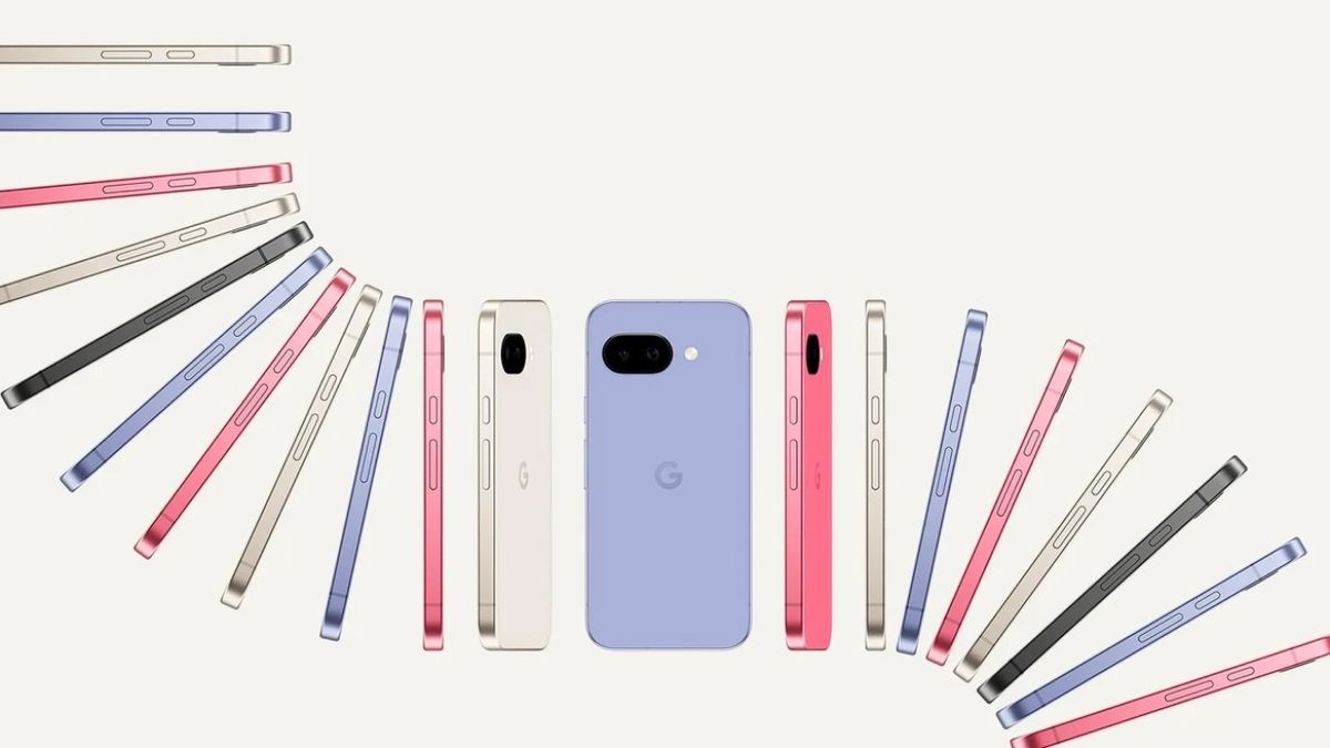 Google Pixel 9a smartphones on a beige background