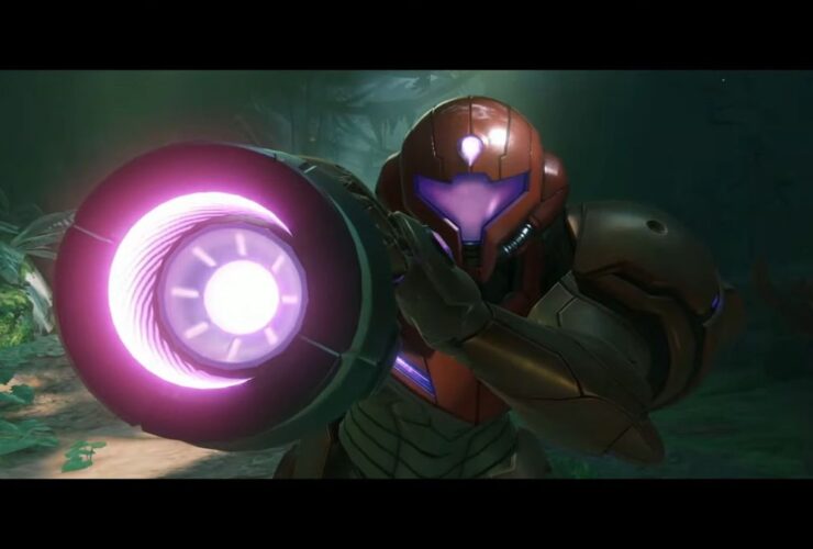 Samus firing a beam in a screenshot from Metroid Prime 4: Beyond.