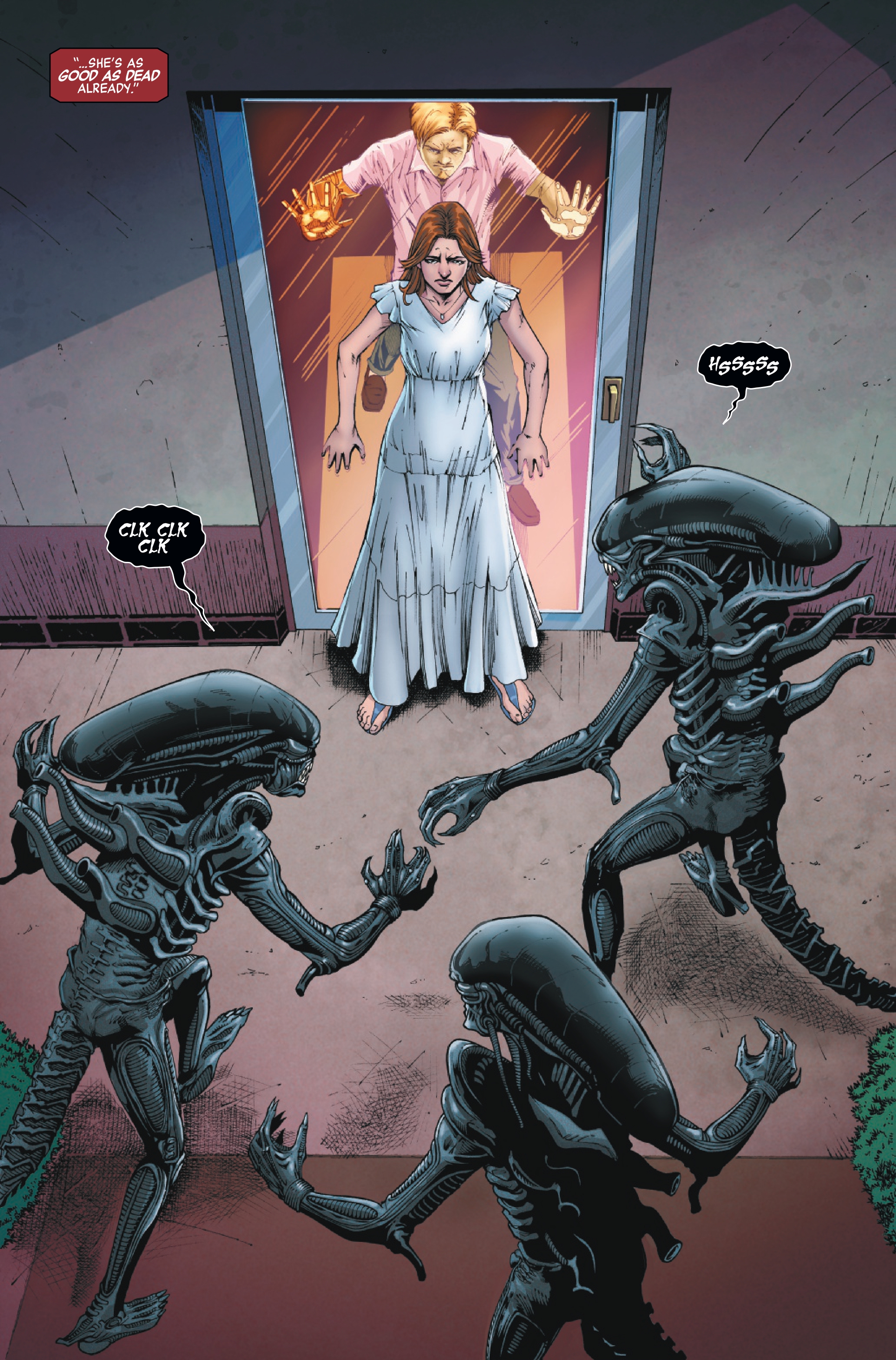 Aliens hunt a victim in Alien: Paradiso #4.