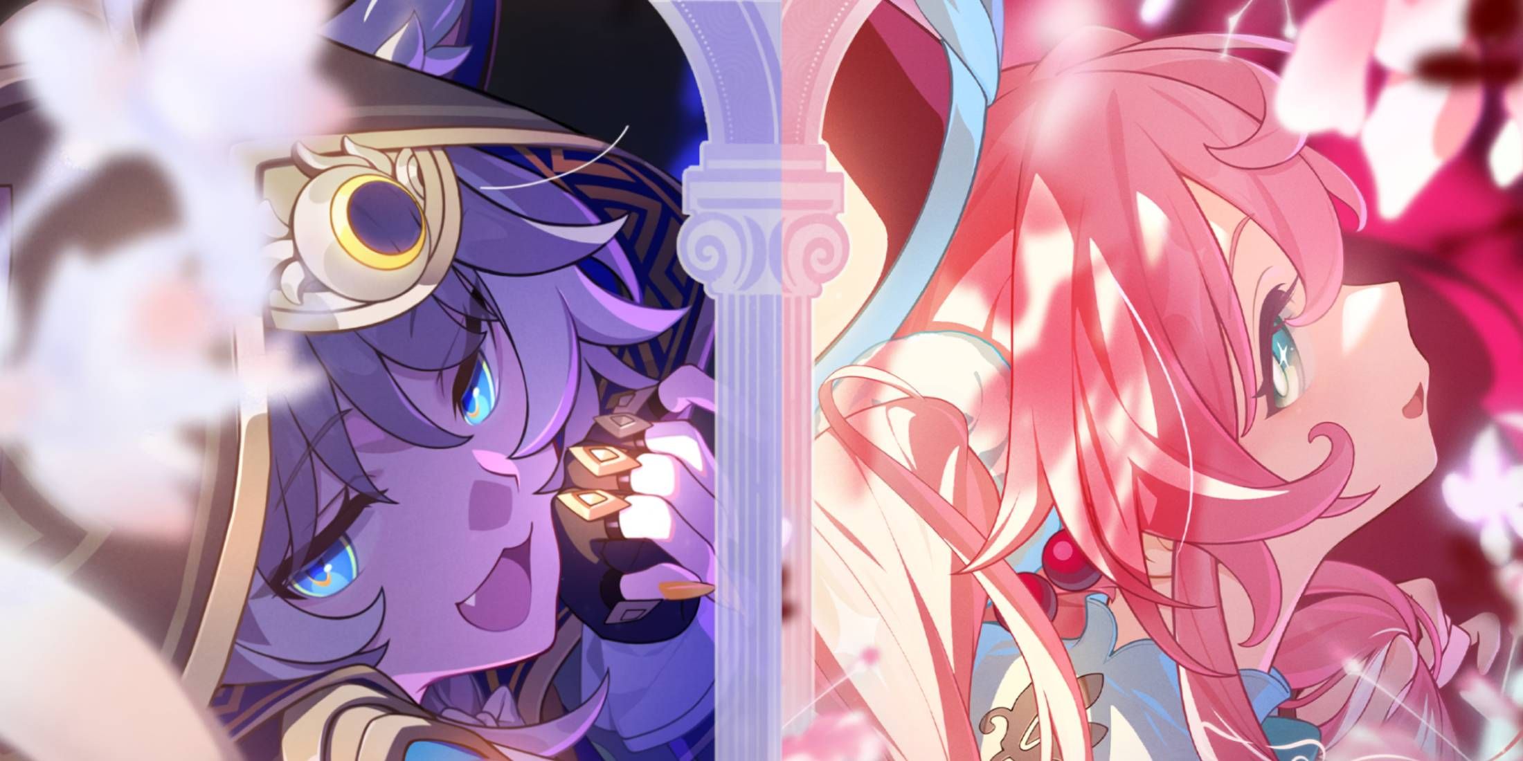 A side-by-side image of the promotional visuals for Cipher and Hyacine in Honkai: Star Rail.