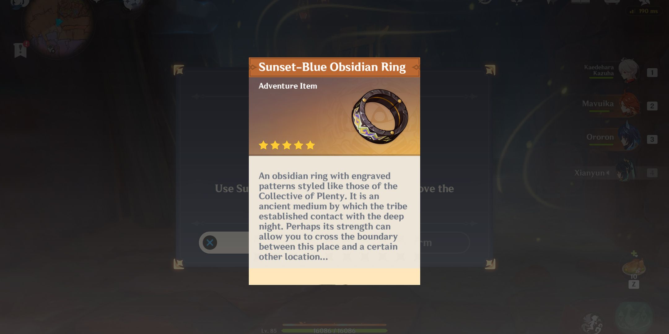 Genshin Impact Sunset-Blue Obsidian Ring Guide