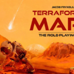 Terraforming Mars TTRPG logo on top art of mars colonists