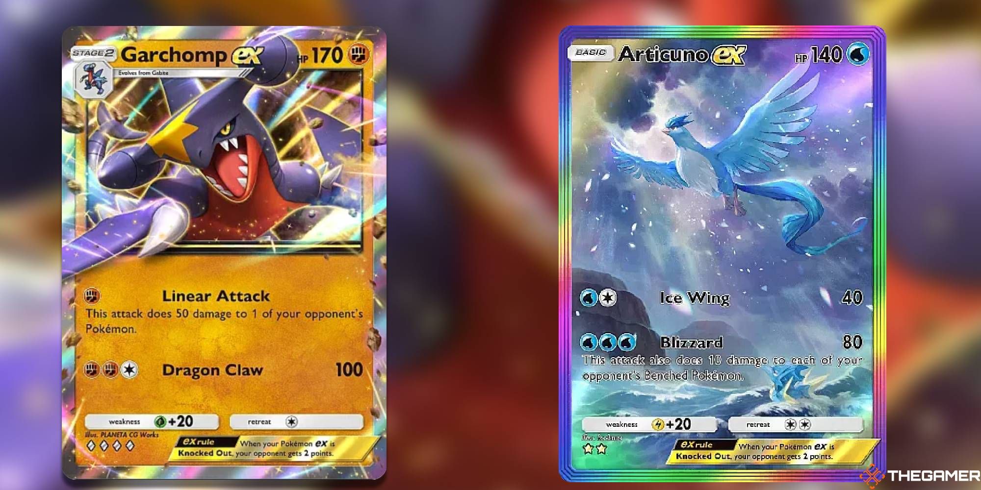 Garchomp Articuno split image Pokemon Pocket.