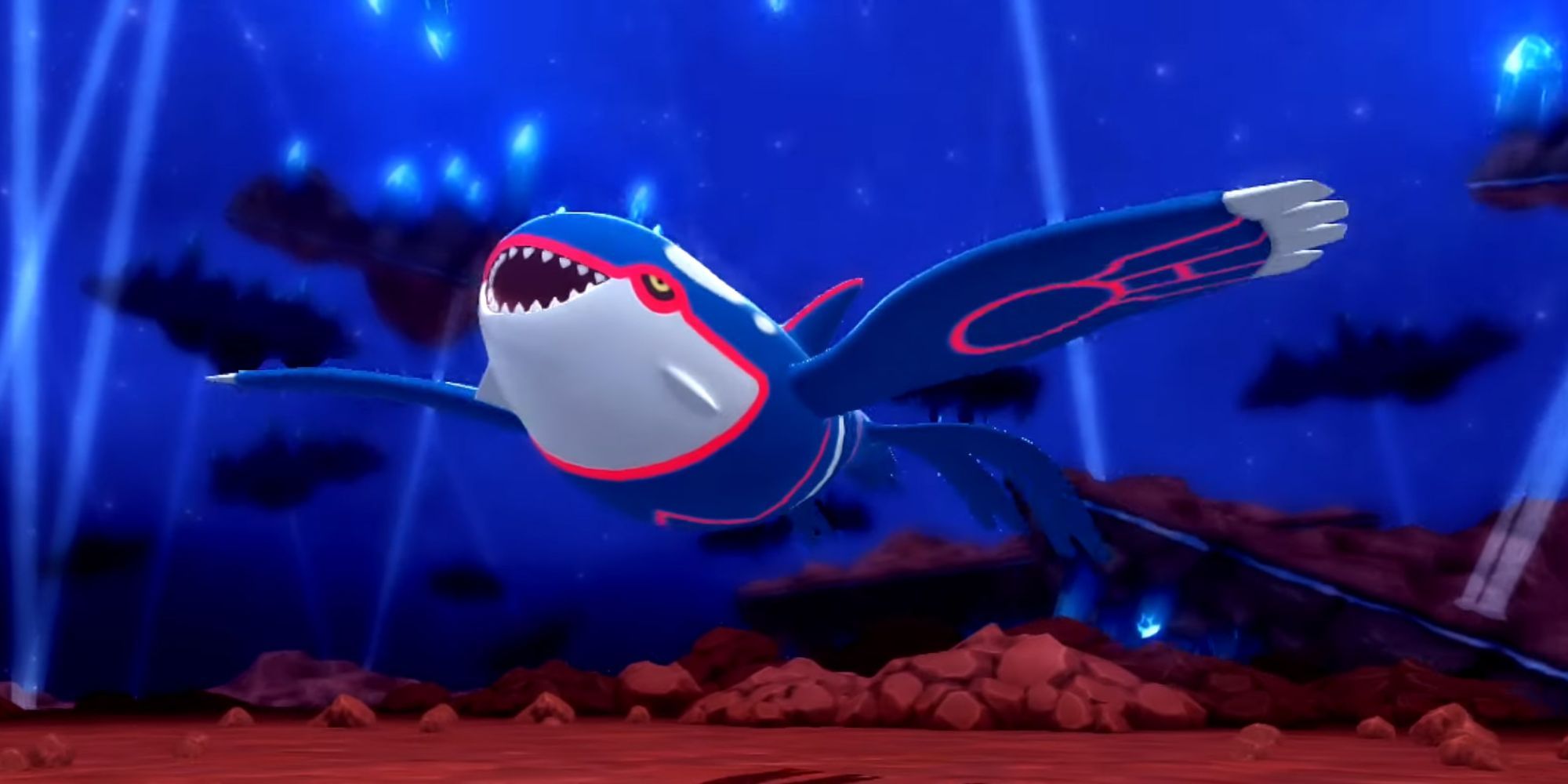 Kyogre floating in the Sea in Pokemon.