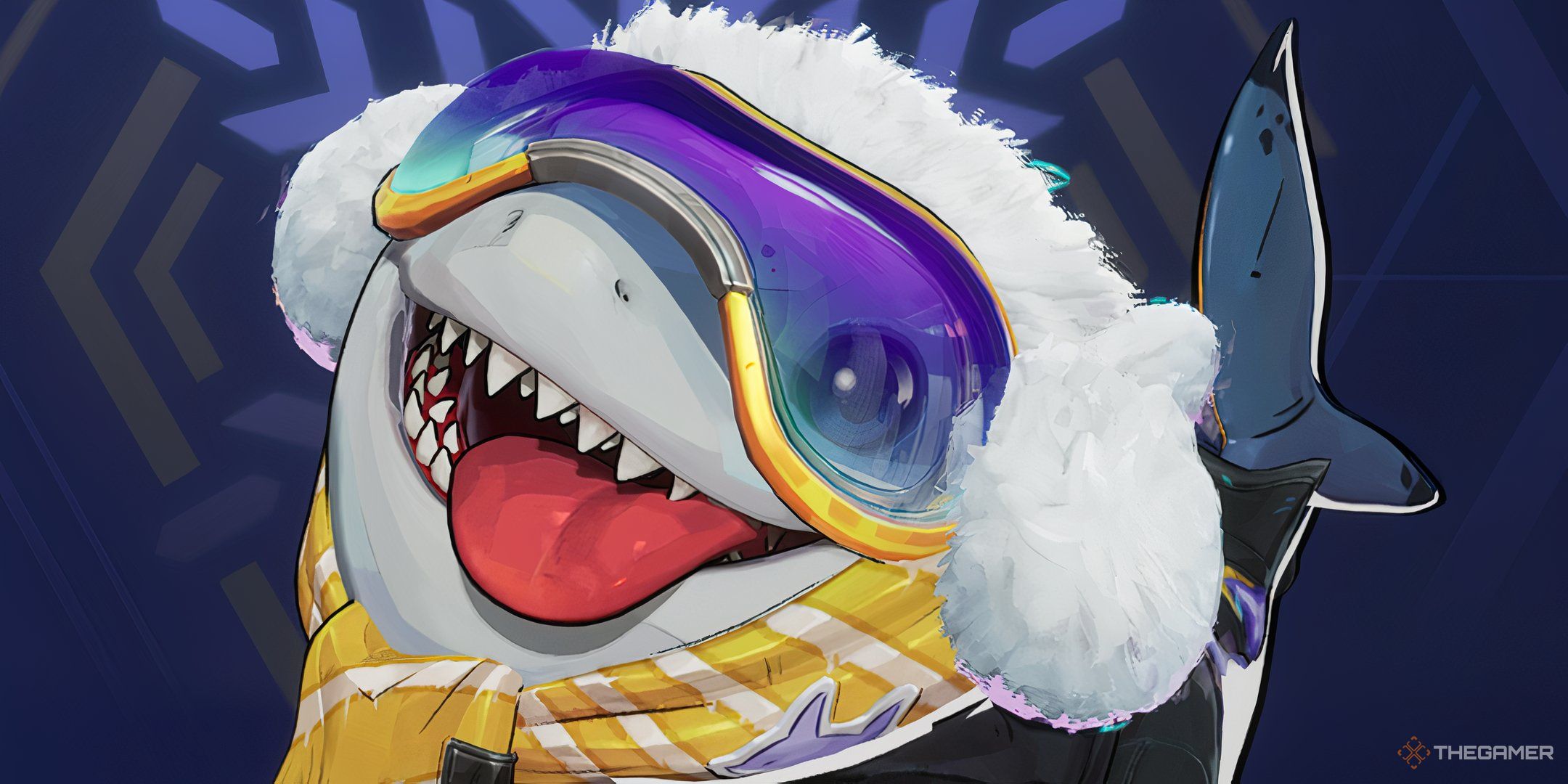 Jeff the Land Shark from Marvel Rivals wearing the Cuddly Fuzzlefinn skin.
