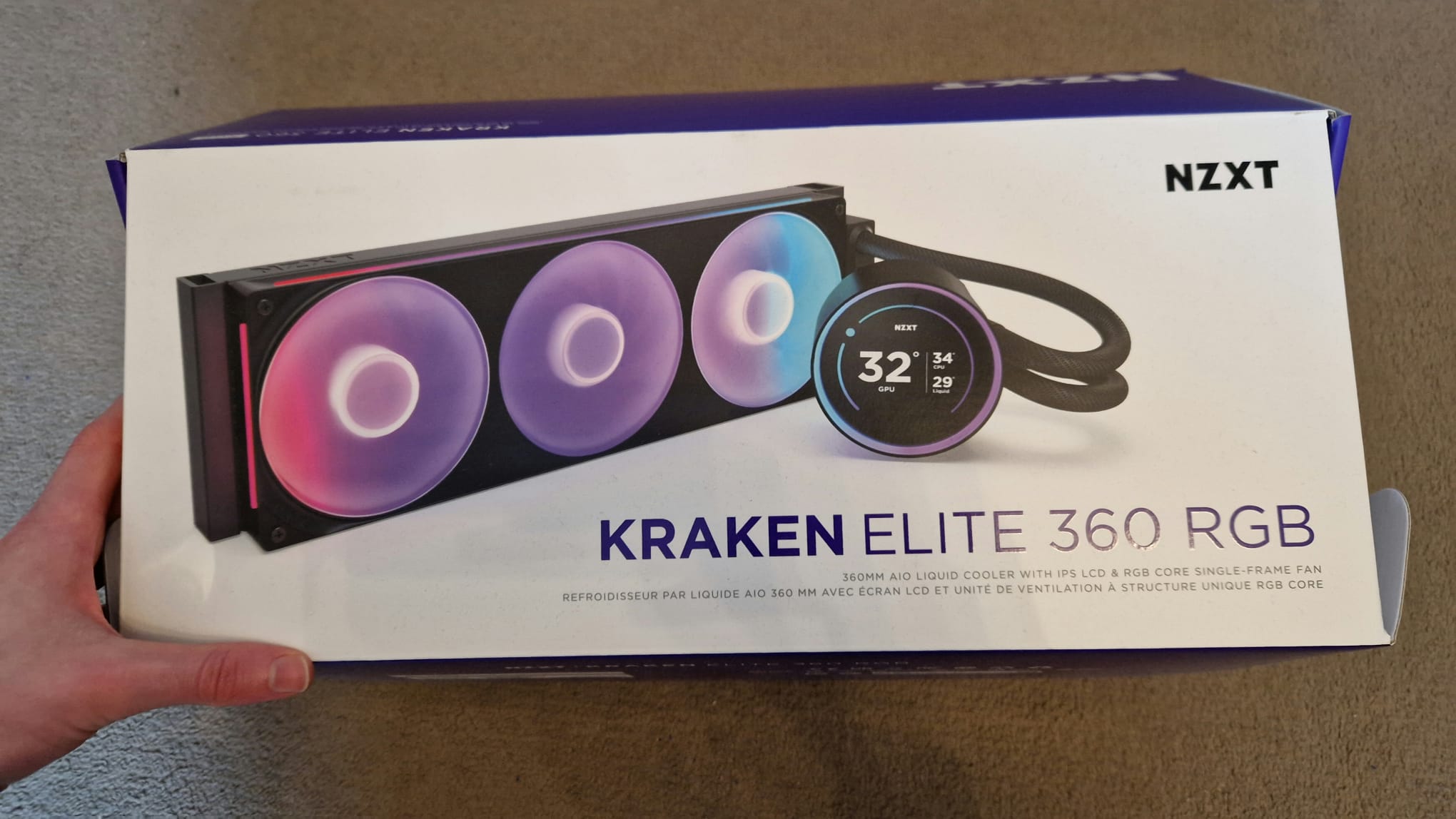 The box for the NZXT Kraken Elite 360 RGB