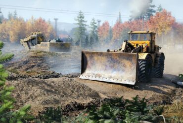 a bulldozer on a dirt road