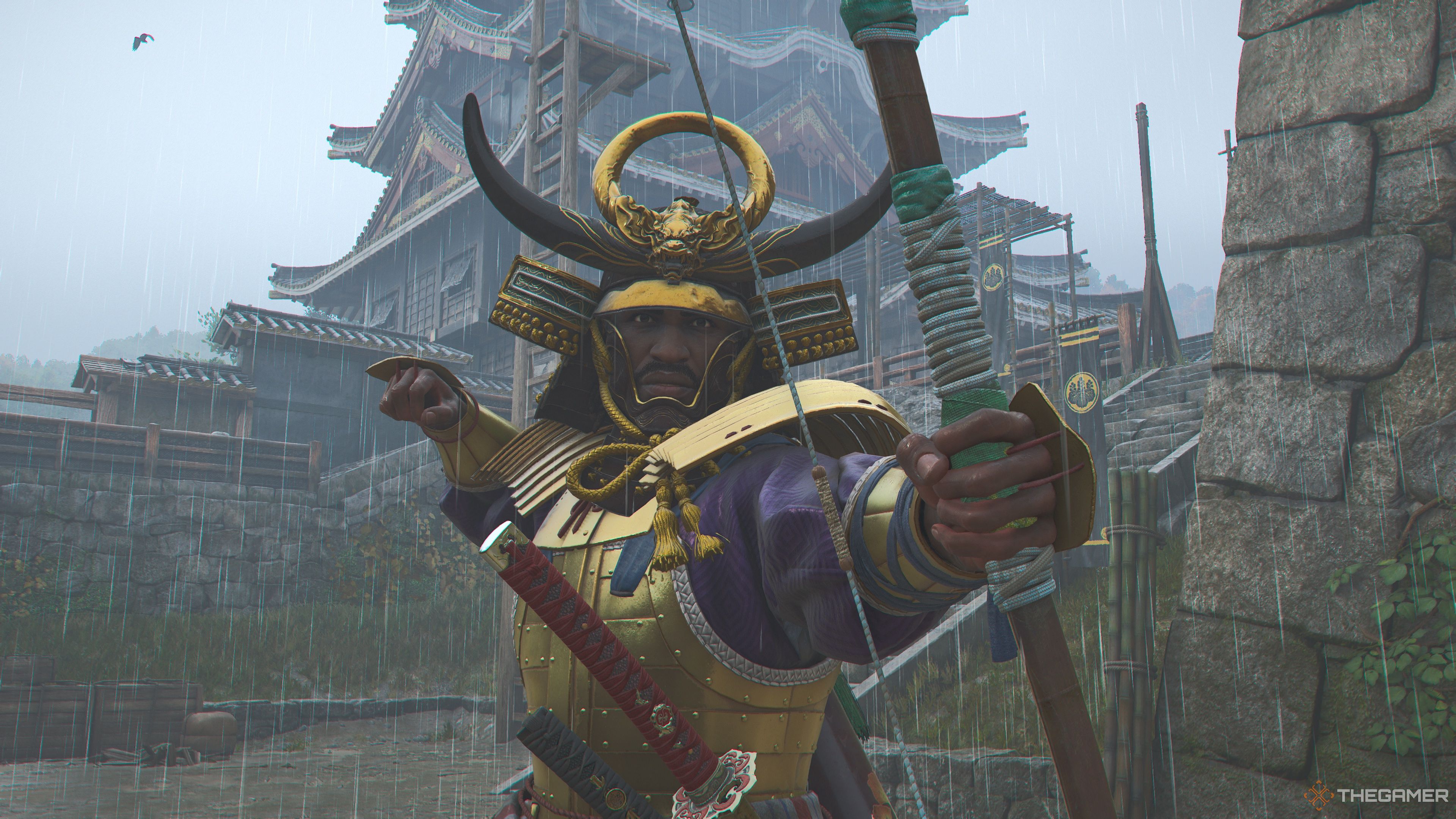 Yasuke using the bow in Assassin's Creed Shadows.