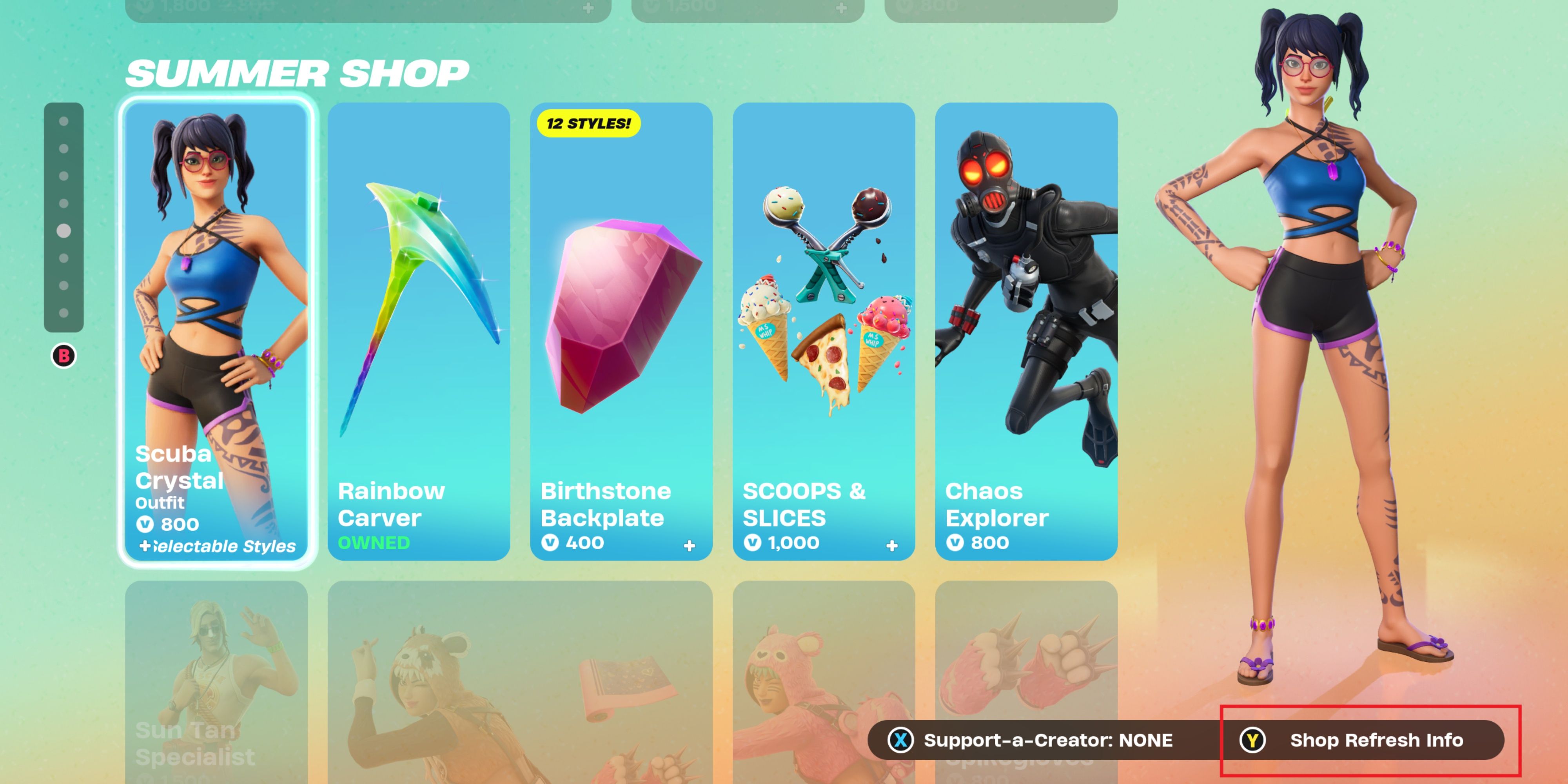 item shop refresh info fortnite