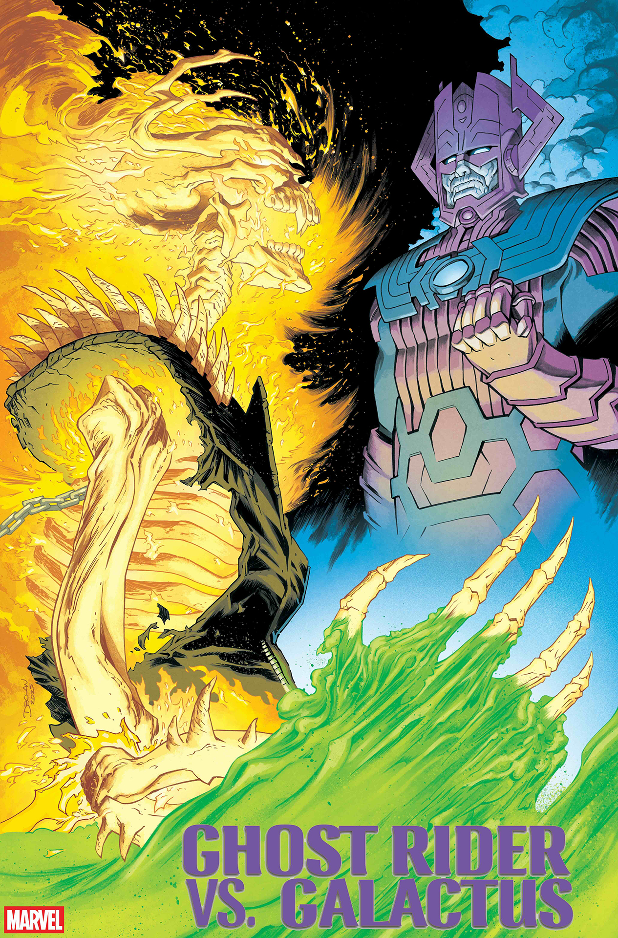 Ghost Rider facing down Galactus