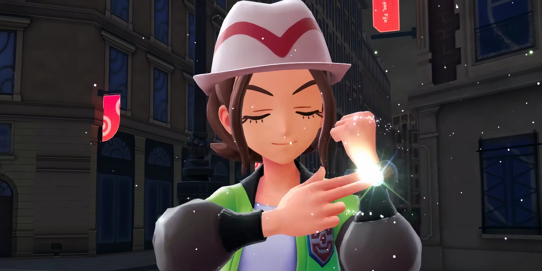 pokemon trainer triggering mega evolution in pokemon legends z-a.