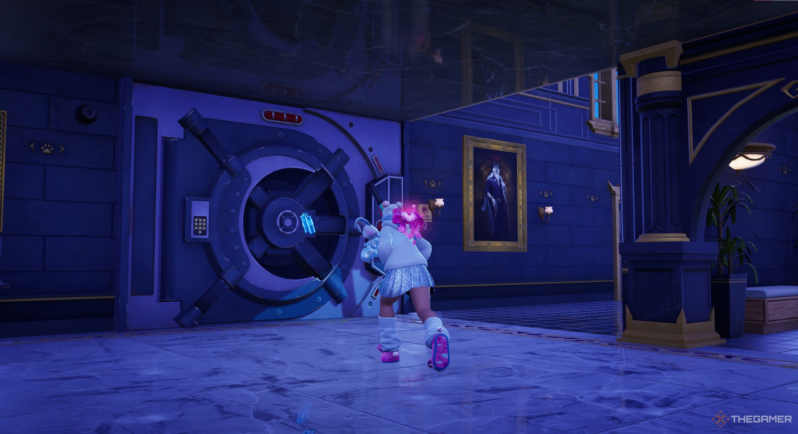 A photo a Fortnite player entering a bank in Fortnite.