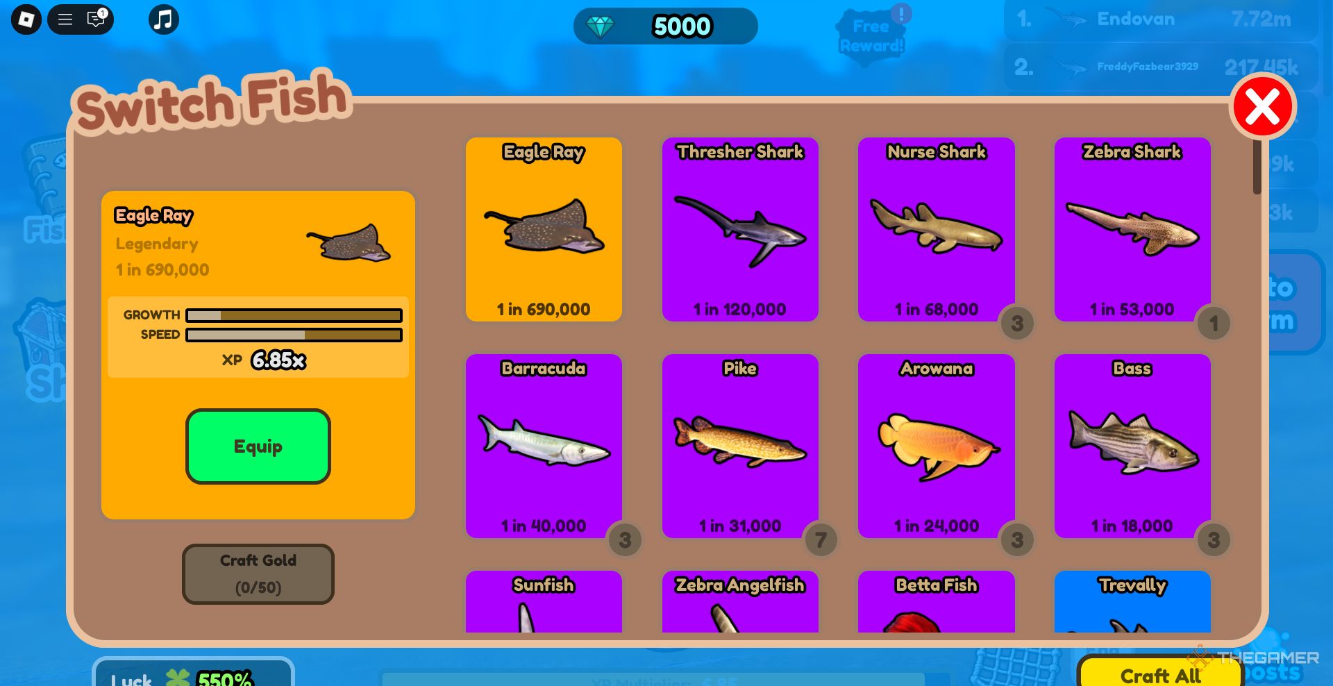 A player choosing their fish in be Fish.
