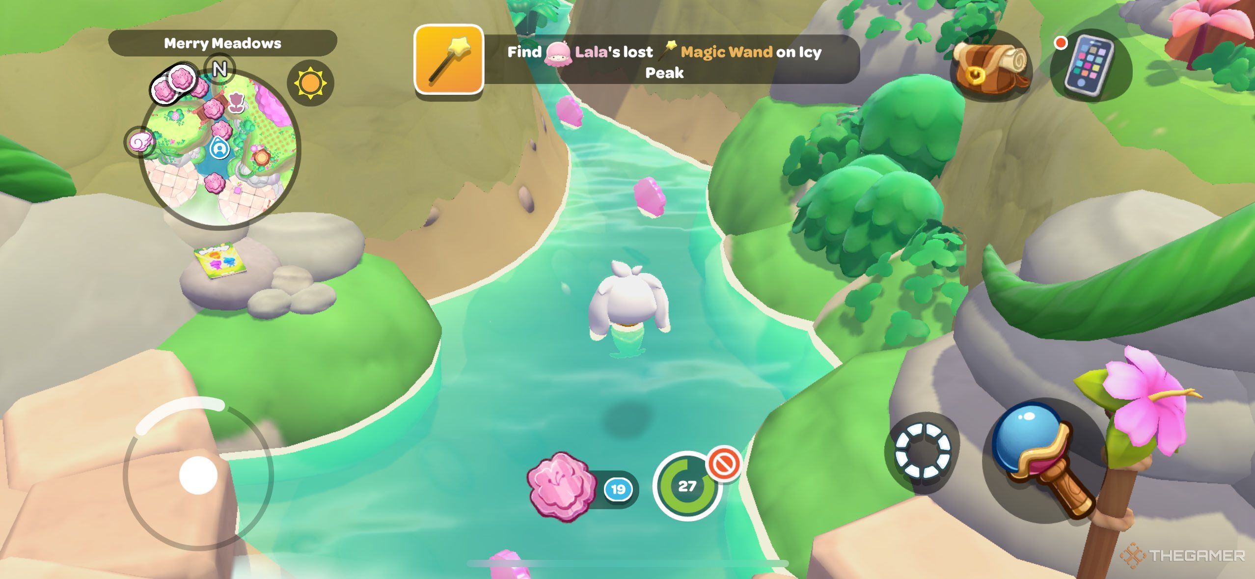 A player completing a challenge course in Hello Kitty Island Adventure.