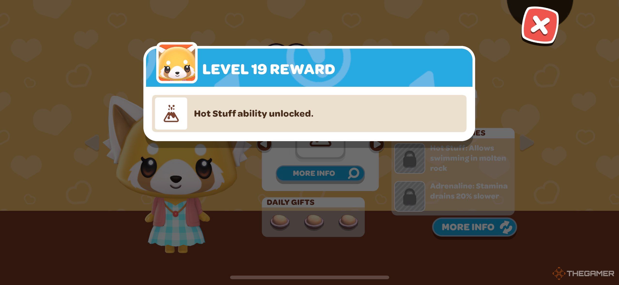 A player looking at the Hot Stuff ability in Hello Kitty Island Adventure.