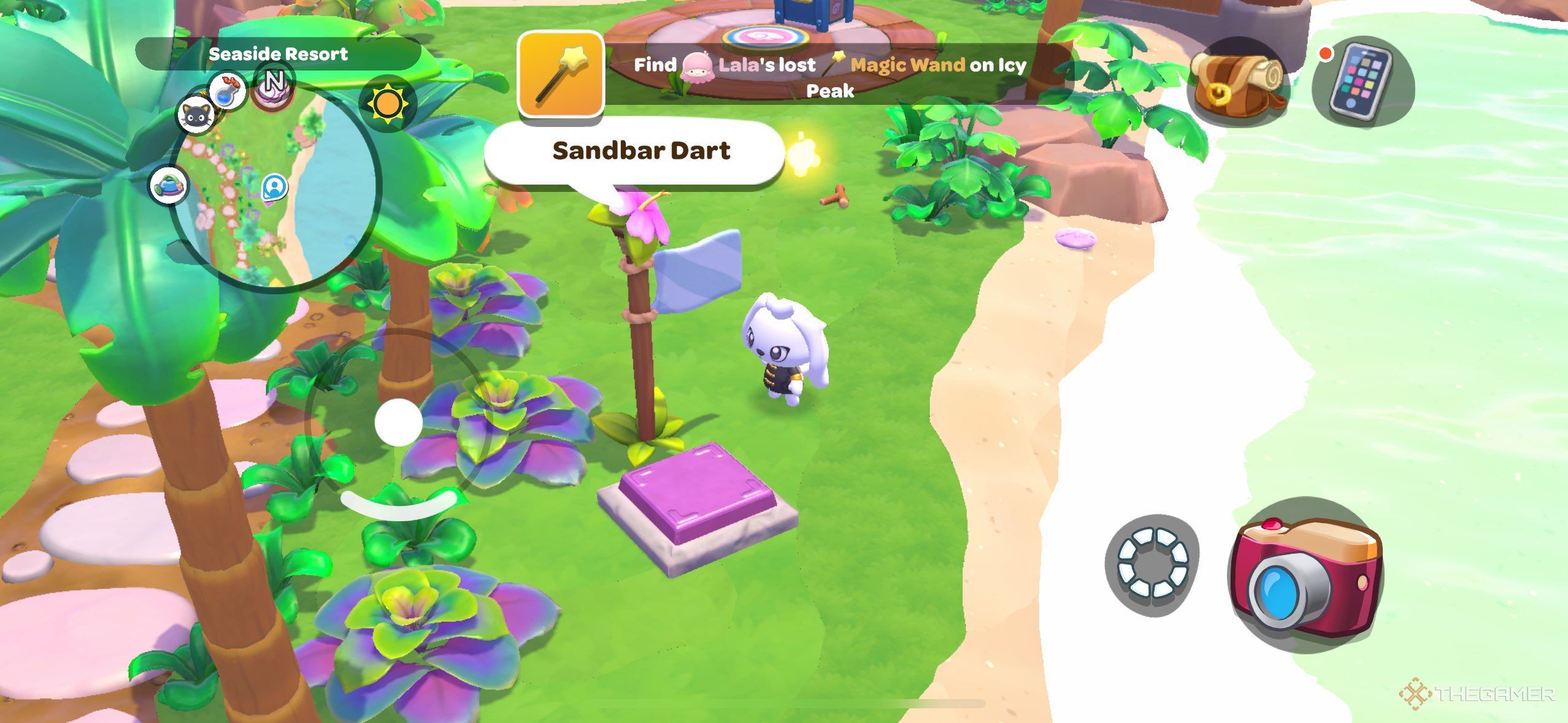A player near a challenge in Hello Kitty Island Adventure.