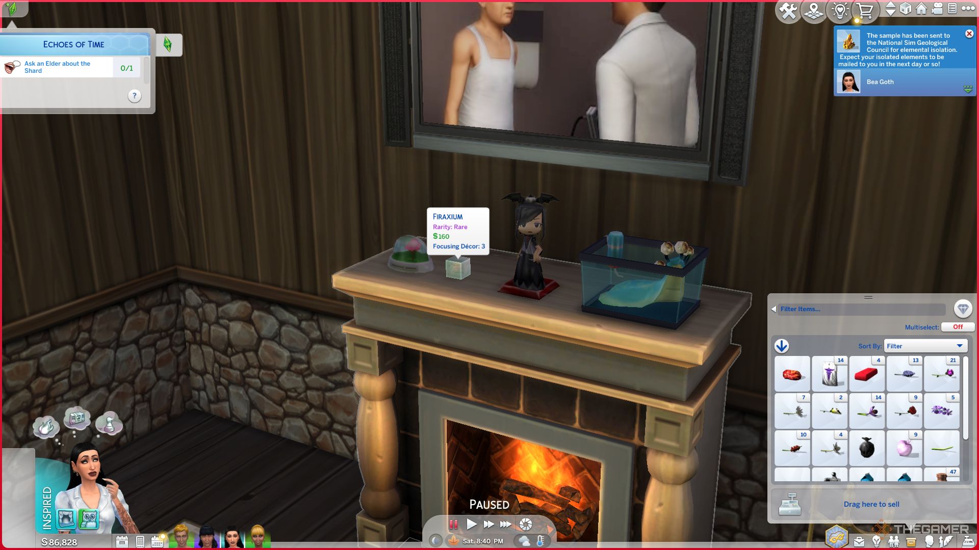 A screen zoomed in on a placed element in The Sims 4.