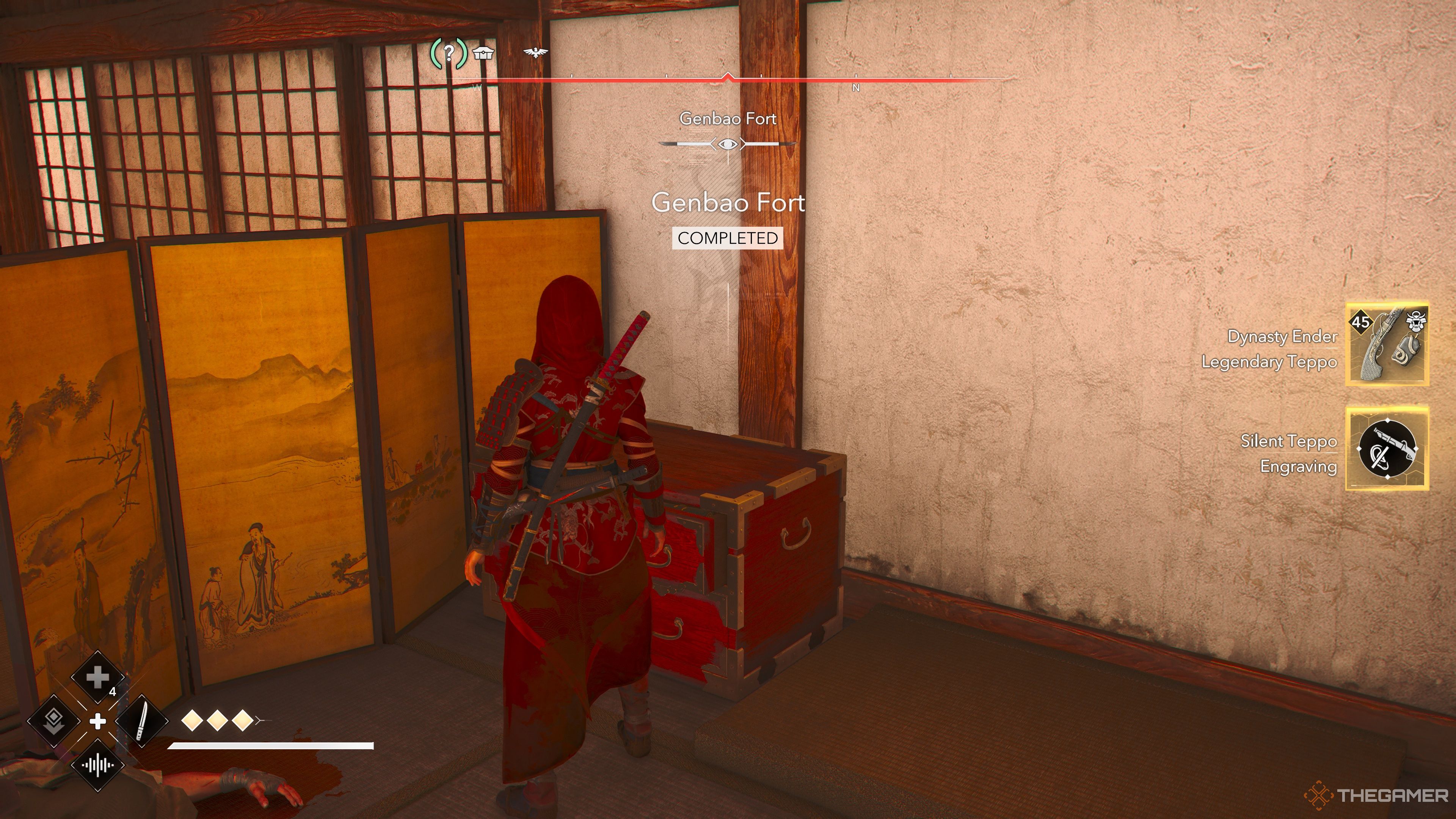 The Genbao Fort Rewards including the Dynasty Ender Teppo in Assassin's Creed Shadows.