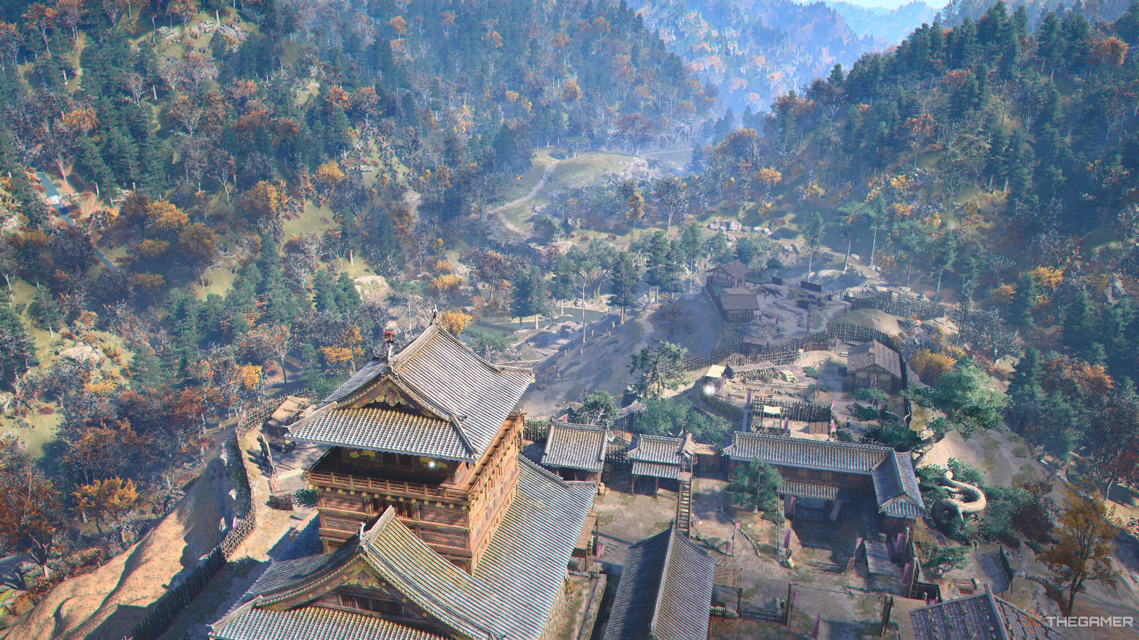 Naoe atop the Genbao Fort Viewpoint in Assassin's Creed Shadows.