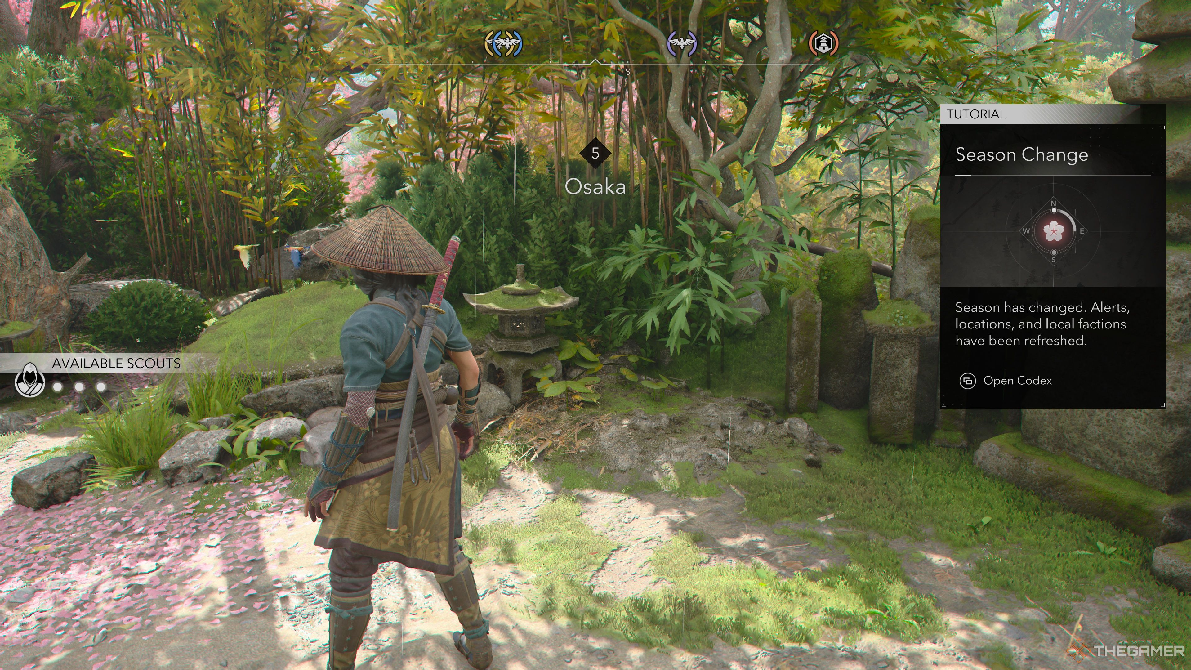 The Season Change Tutorial Box appears in Assassin's Creed Shadows.