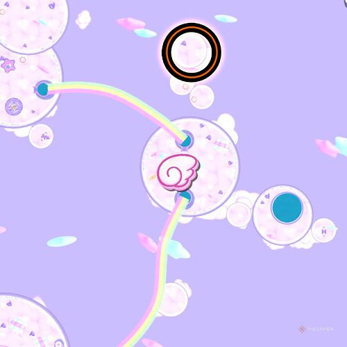 An orange circle shows the location of the fifth giant seed in Hello Kitty Island Adventure