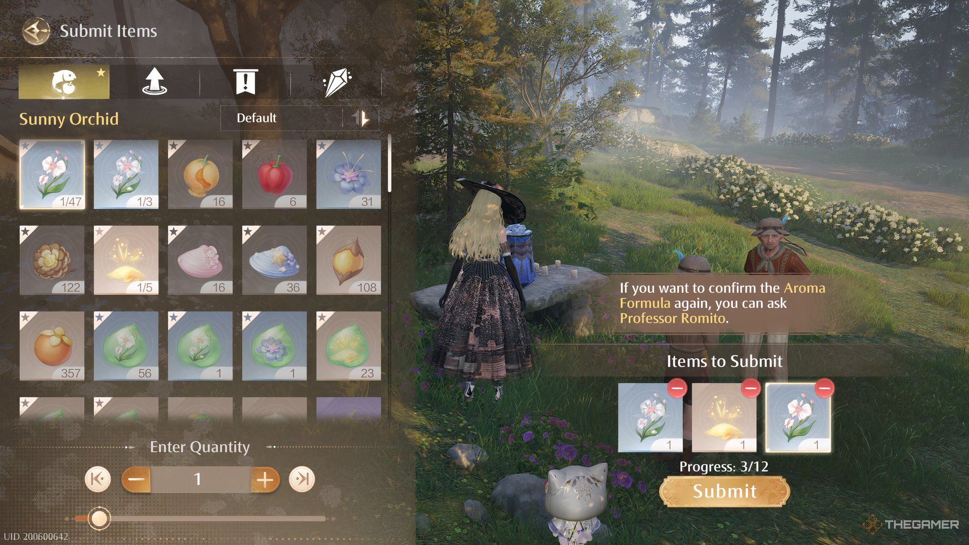 Aroma Vial crafting menu is shown in Infinity Nikki.