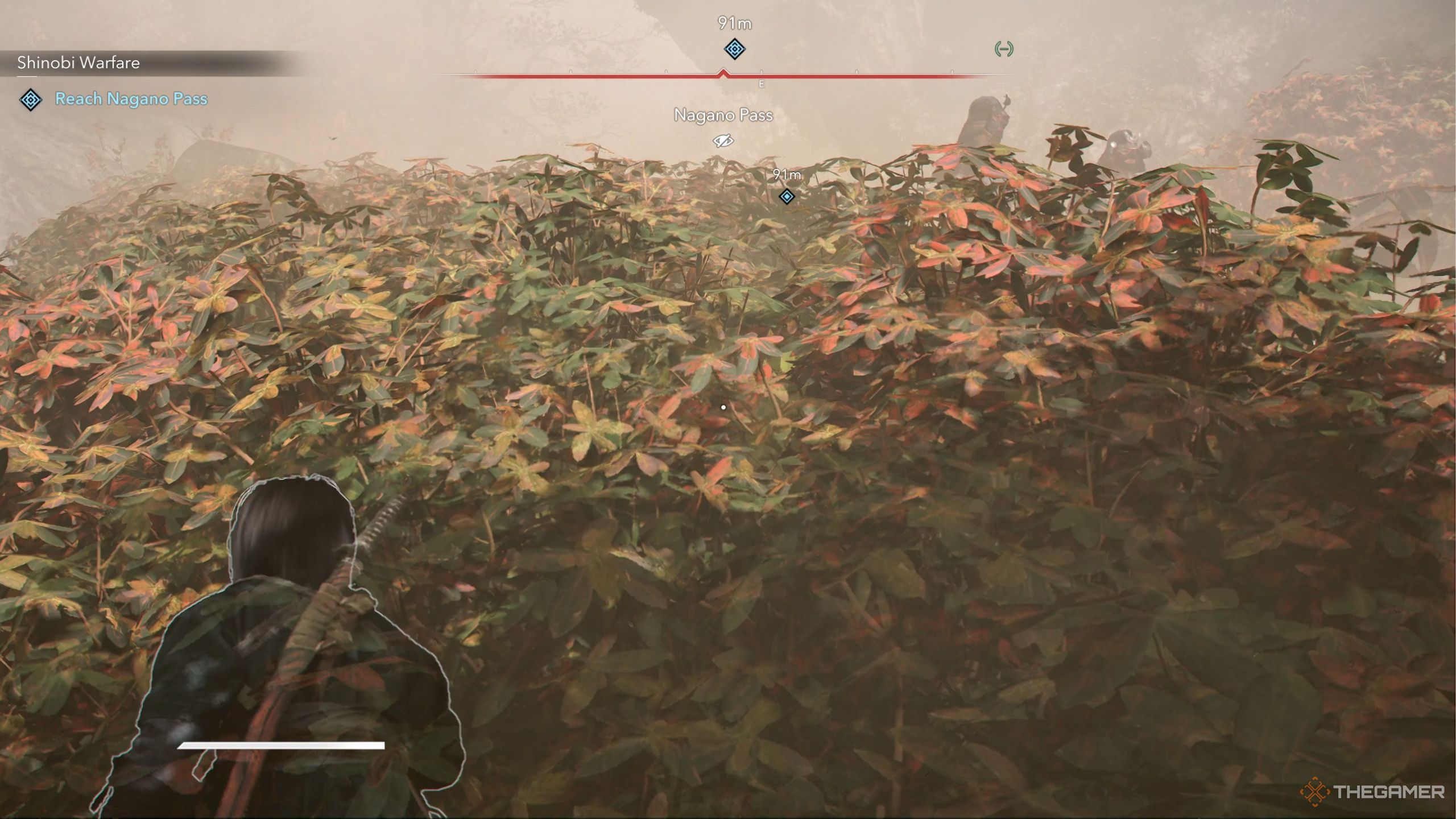 Assassin's Creed Shadows enemies going past Naoe in Shinobi Warfare.