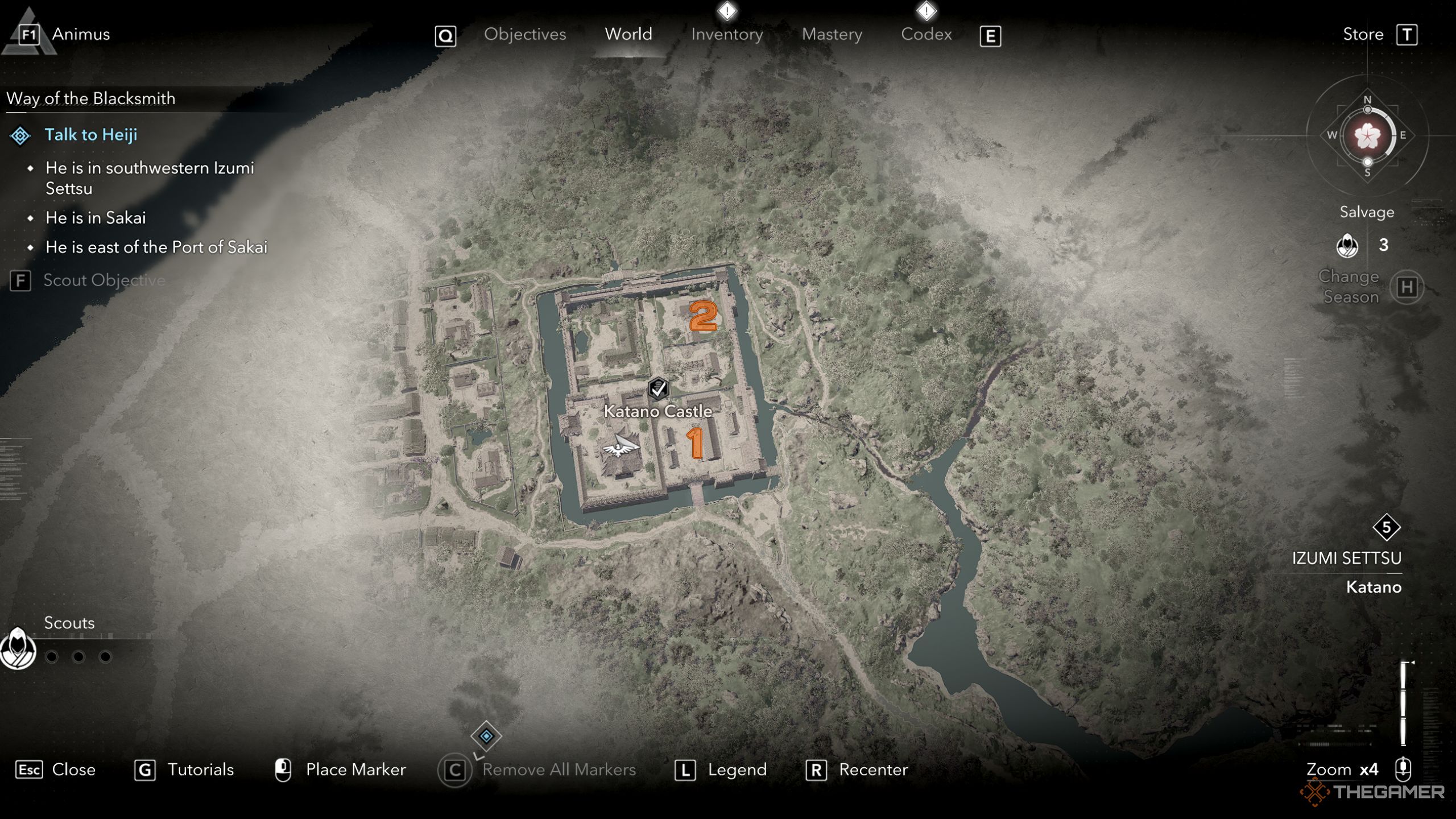 Assassin's Creed Shadows Katano castle Samurai Daisho locations.