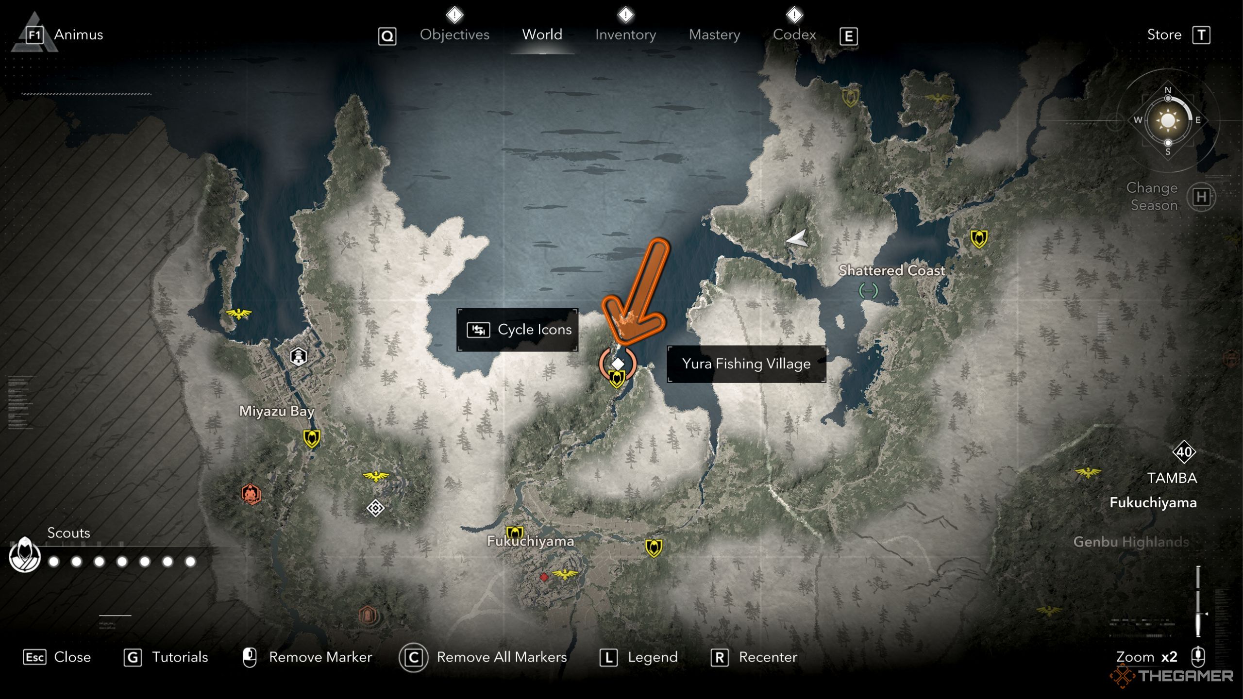 Assassin's Creed Shadows Sen location on the map.