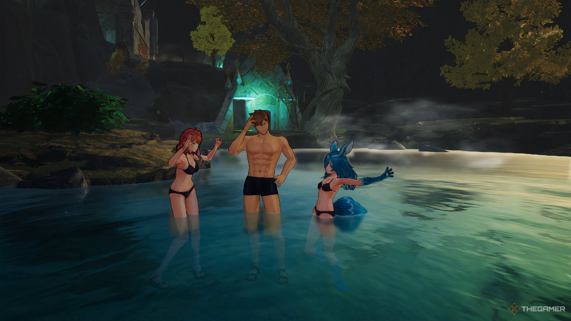 Isla, Viktor and Lenja in their Aquatic Research outfits in Atelier Yumia: The Alchemist Of Memories & The Envisioned Land.
