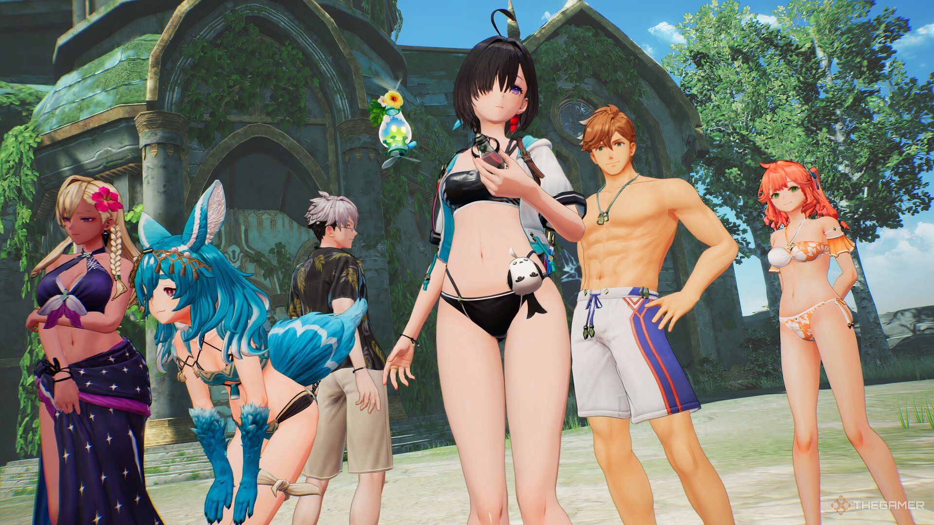 The Atelier Yumia: The Alchemist Of Memories & The Envisioned Land cast in their Swimsuit outfits.