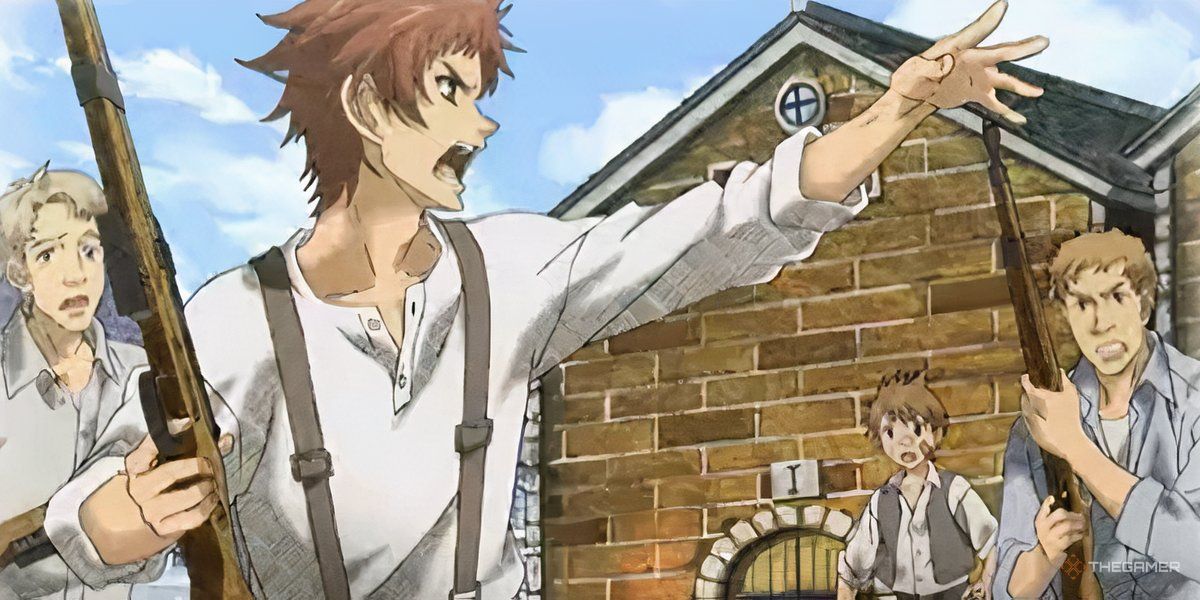 Avan rallies the town watch in Valkyria Chronicles 2.