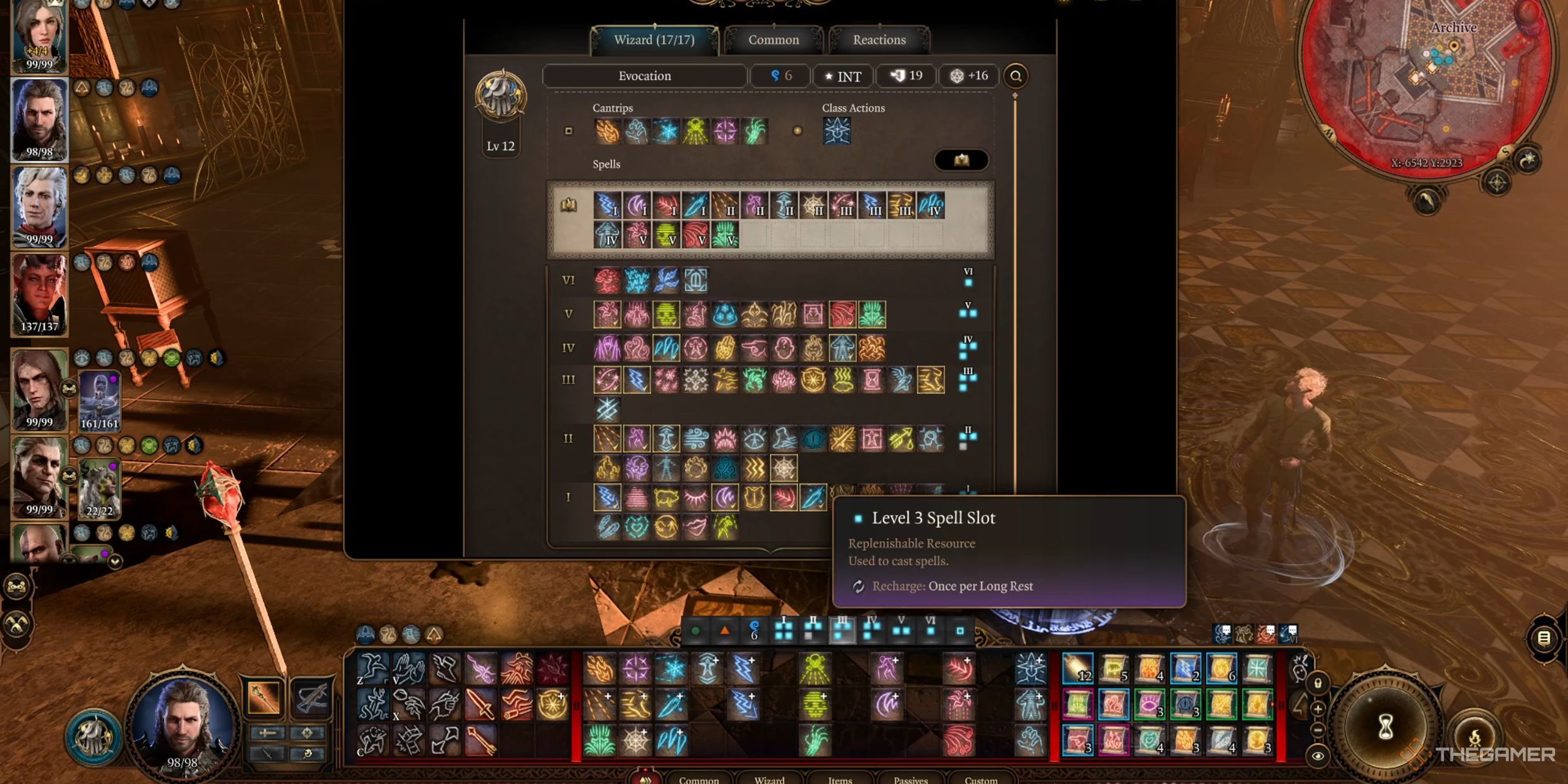 An open spell book and the description for Level 3 Spell Slots in Baldur's Gate 3.