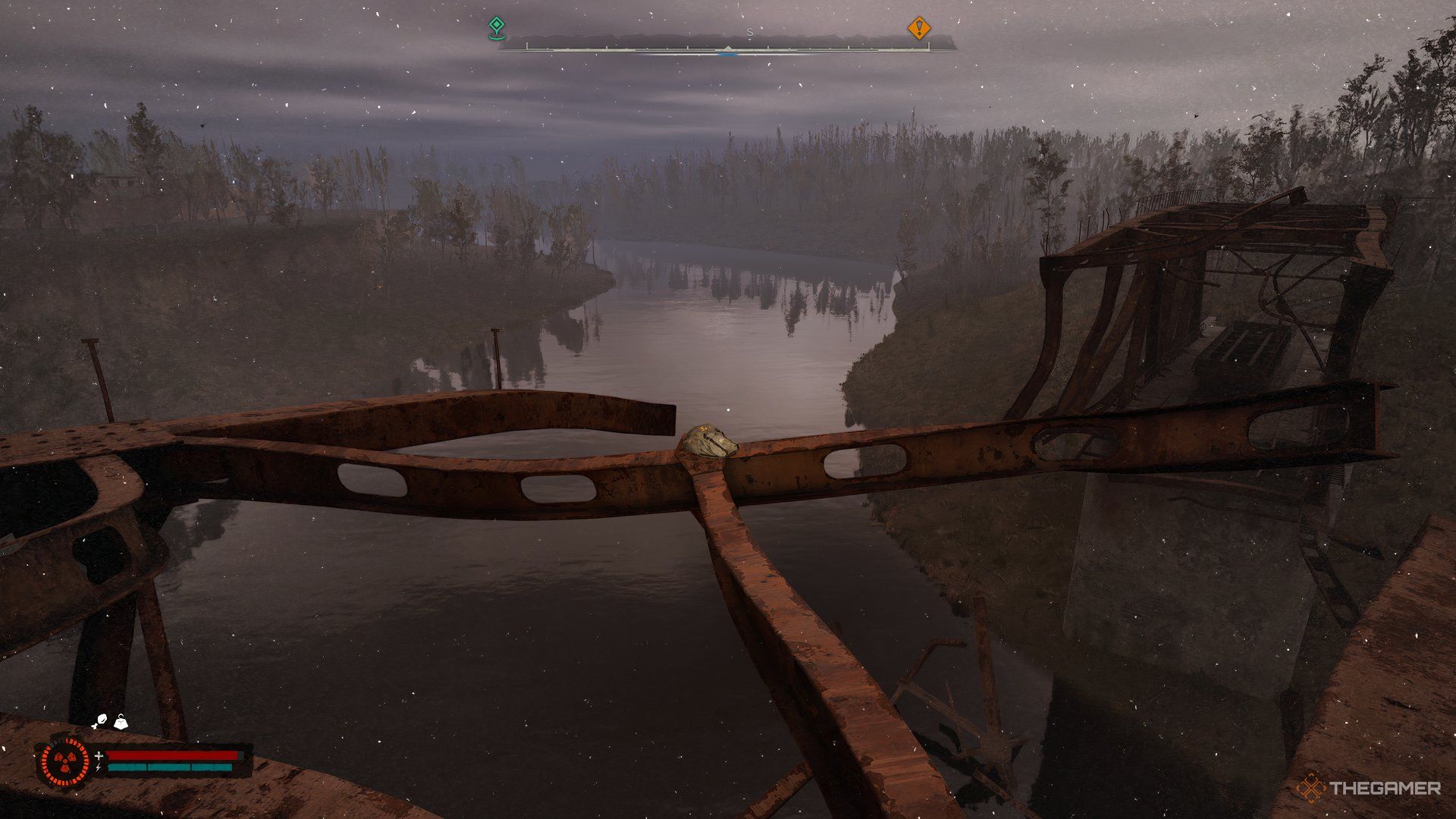 An image showing a stash kept on a bridge frame.