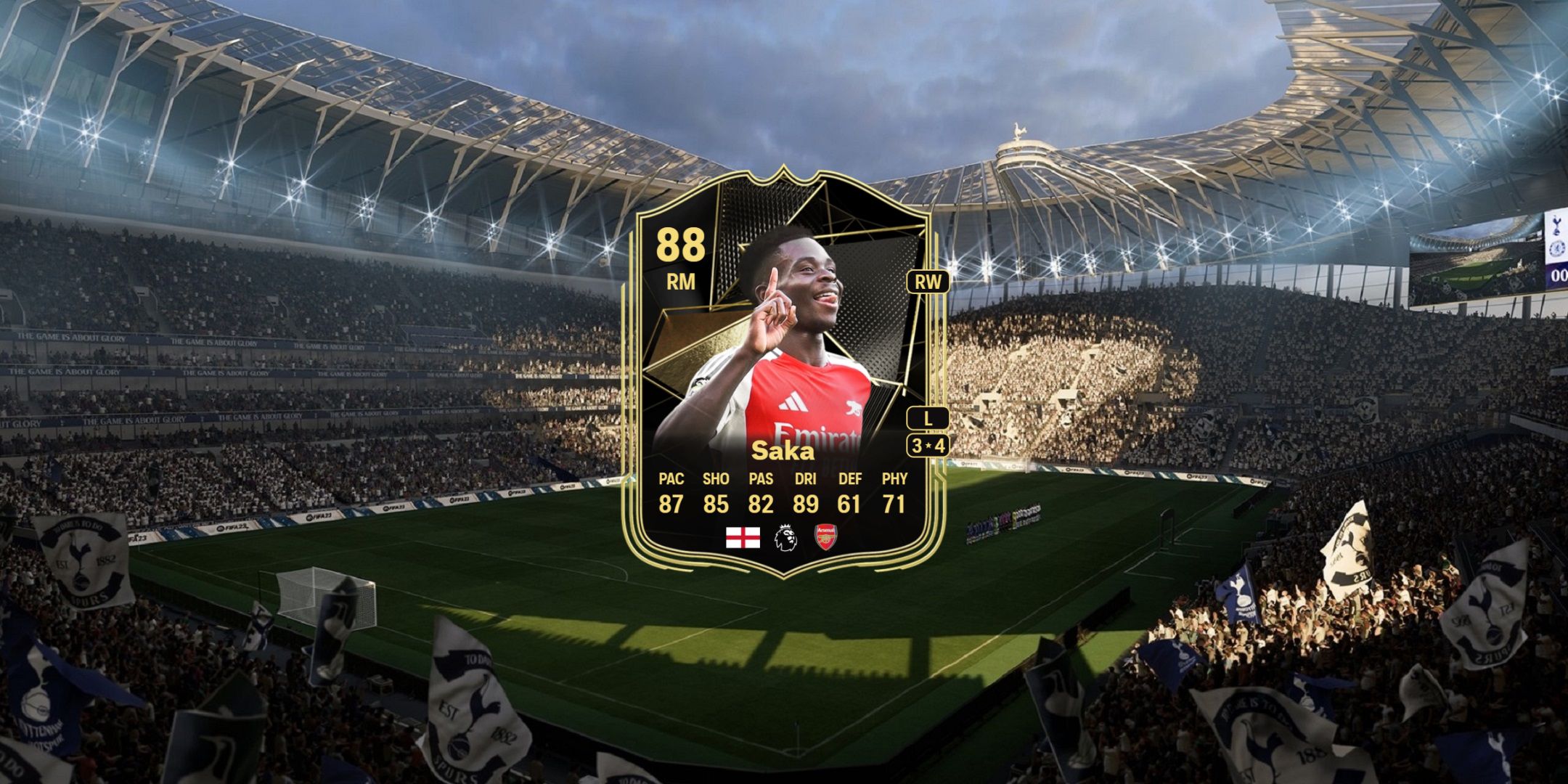 Bukayo Saka's card in EA Sports FC 25.
