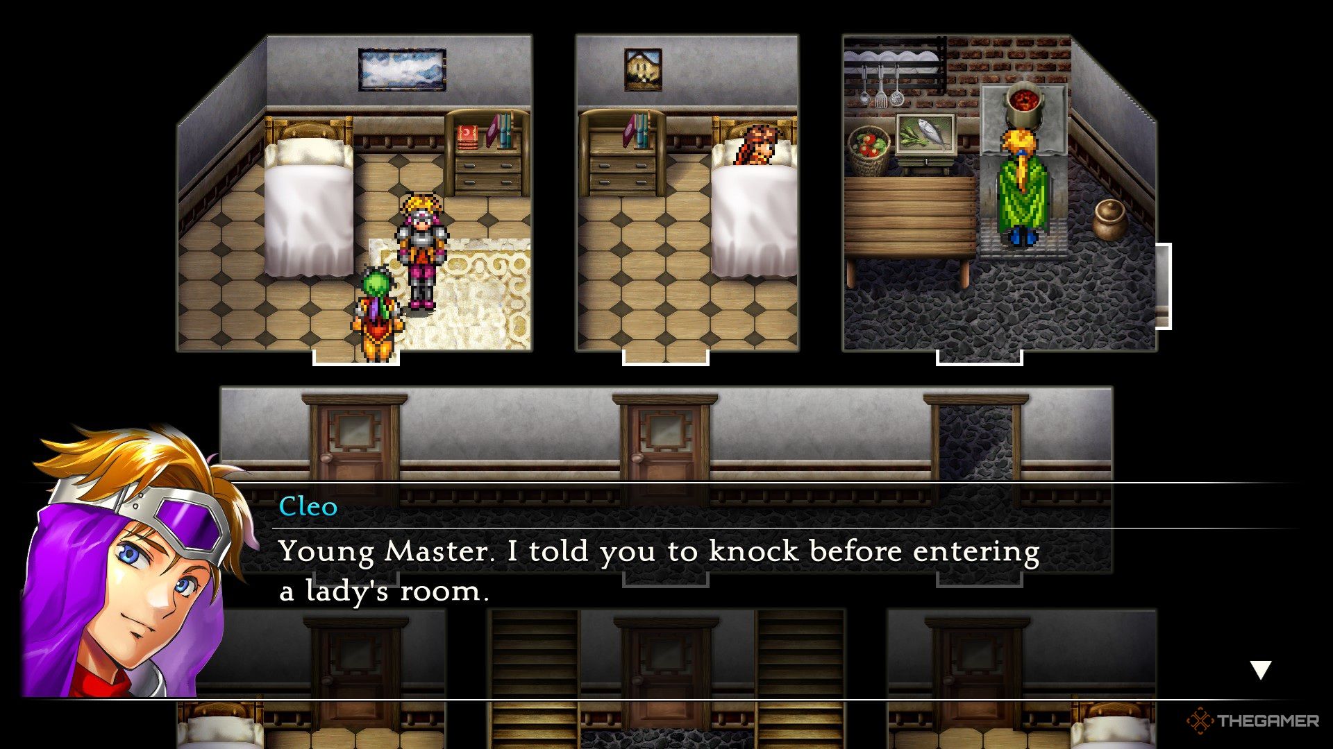 Cleo tells the protagonist to knock before entering her room in Suikoden 1.