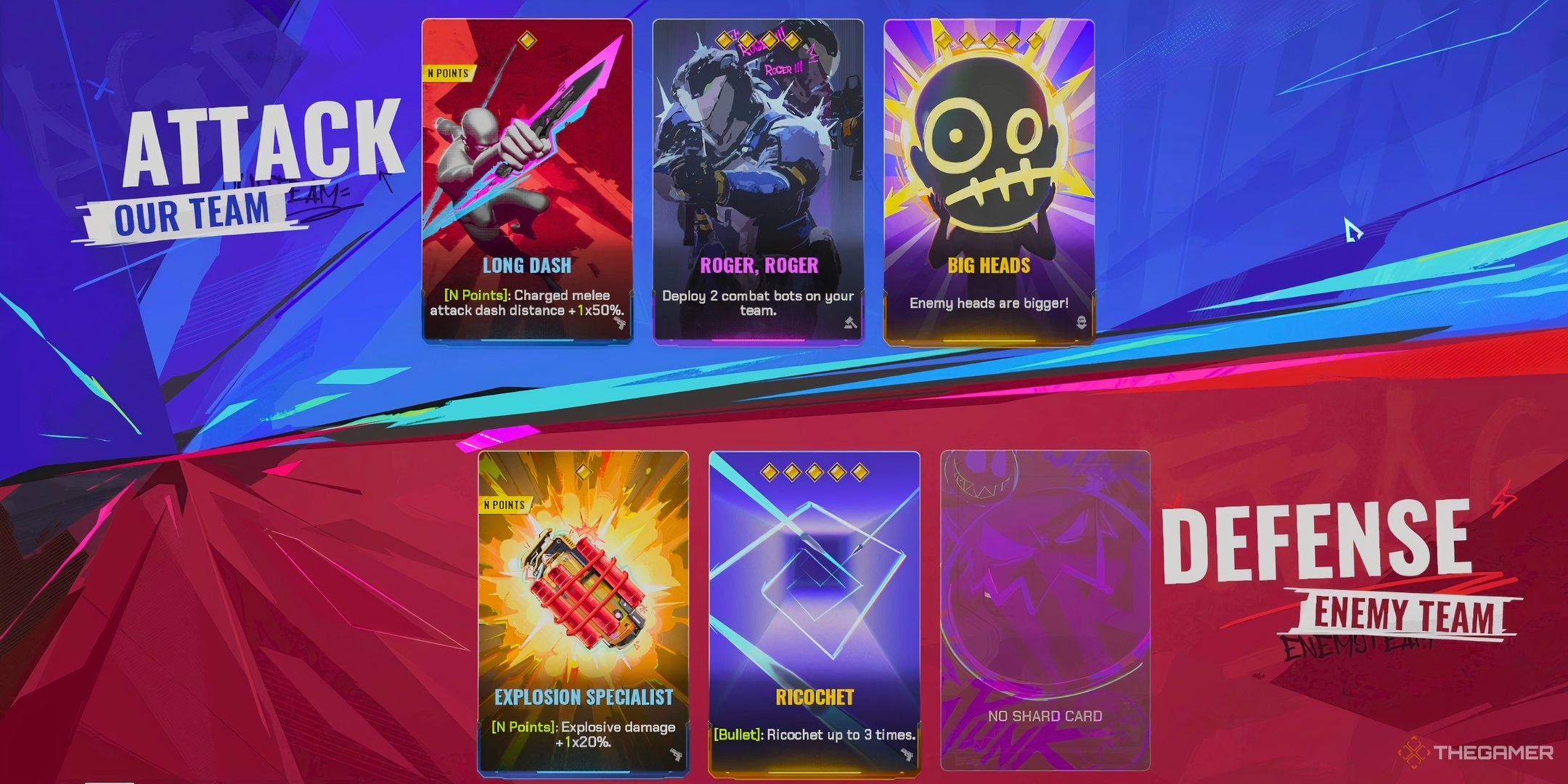 Two sets of shard cards in FragPunk, one for the player team and one for the enemy team.