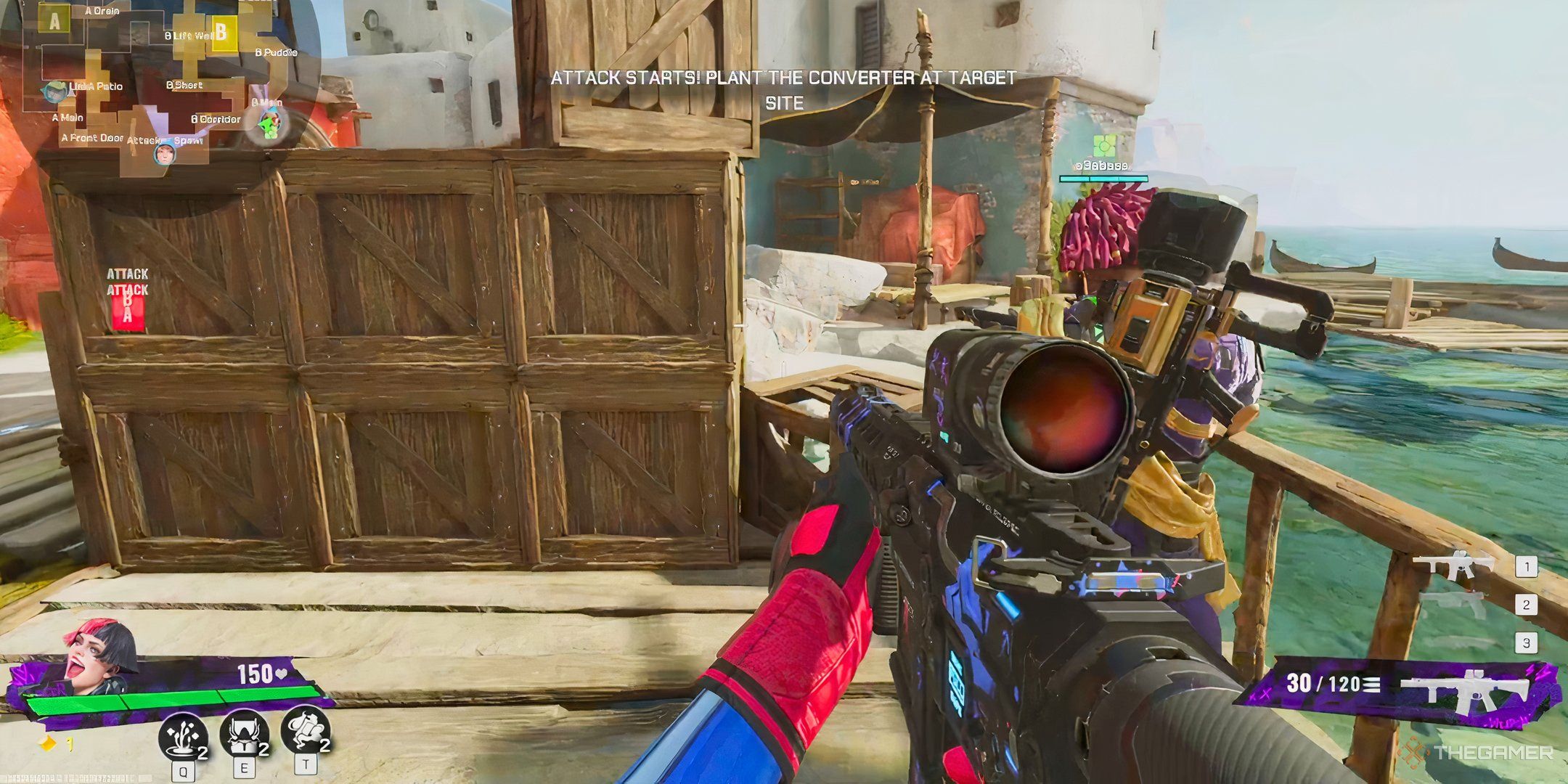 A lancer using an assault rifle in Fragpunk.
