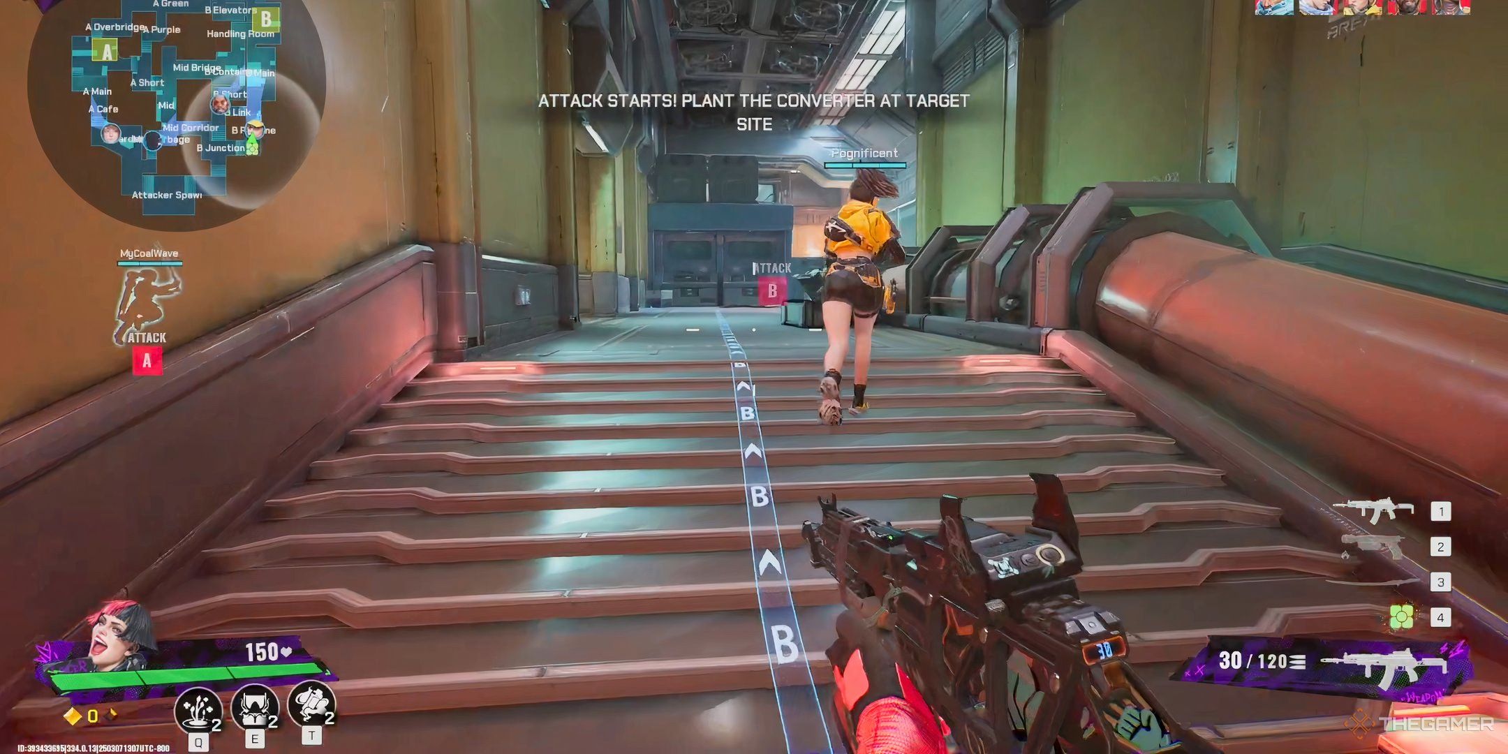 Two Lancers in Fragpunk moving around a corner on a map. 