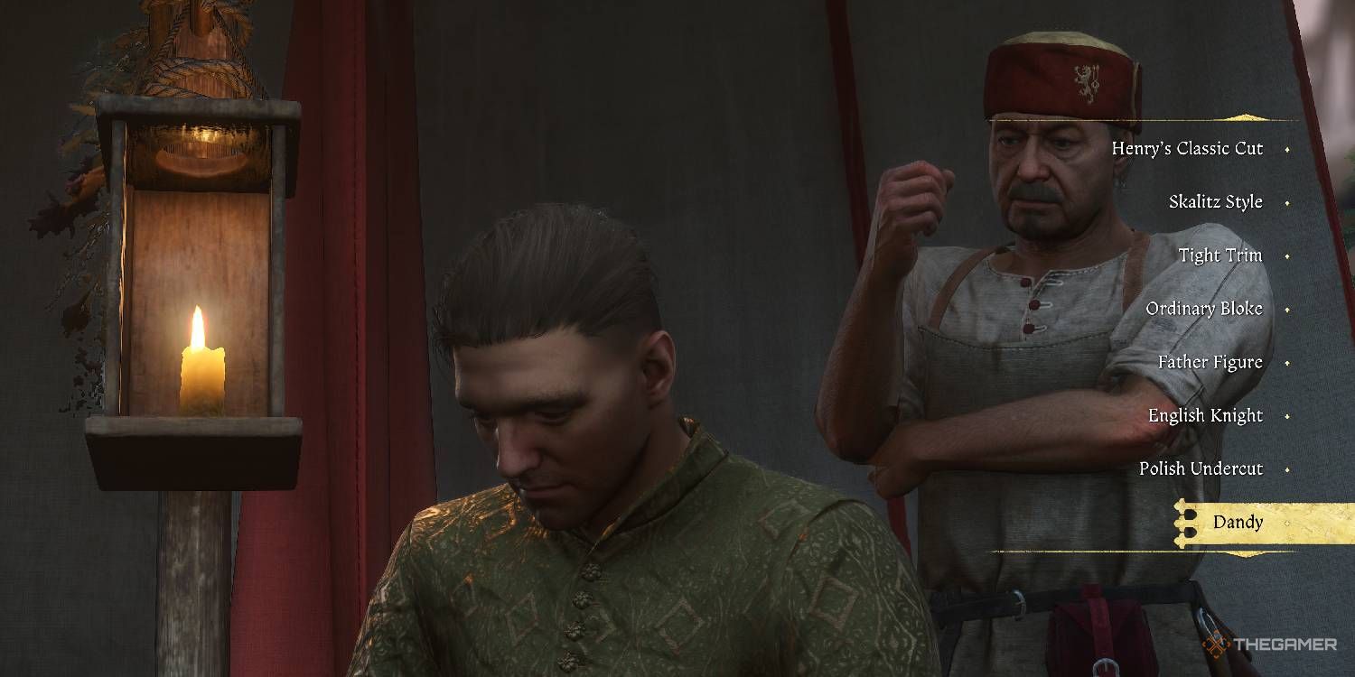 Dandy displayed in the barber menu in Kingdom Come Deliverance 2.