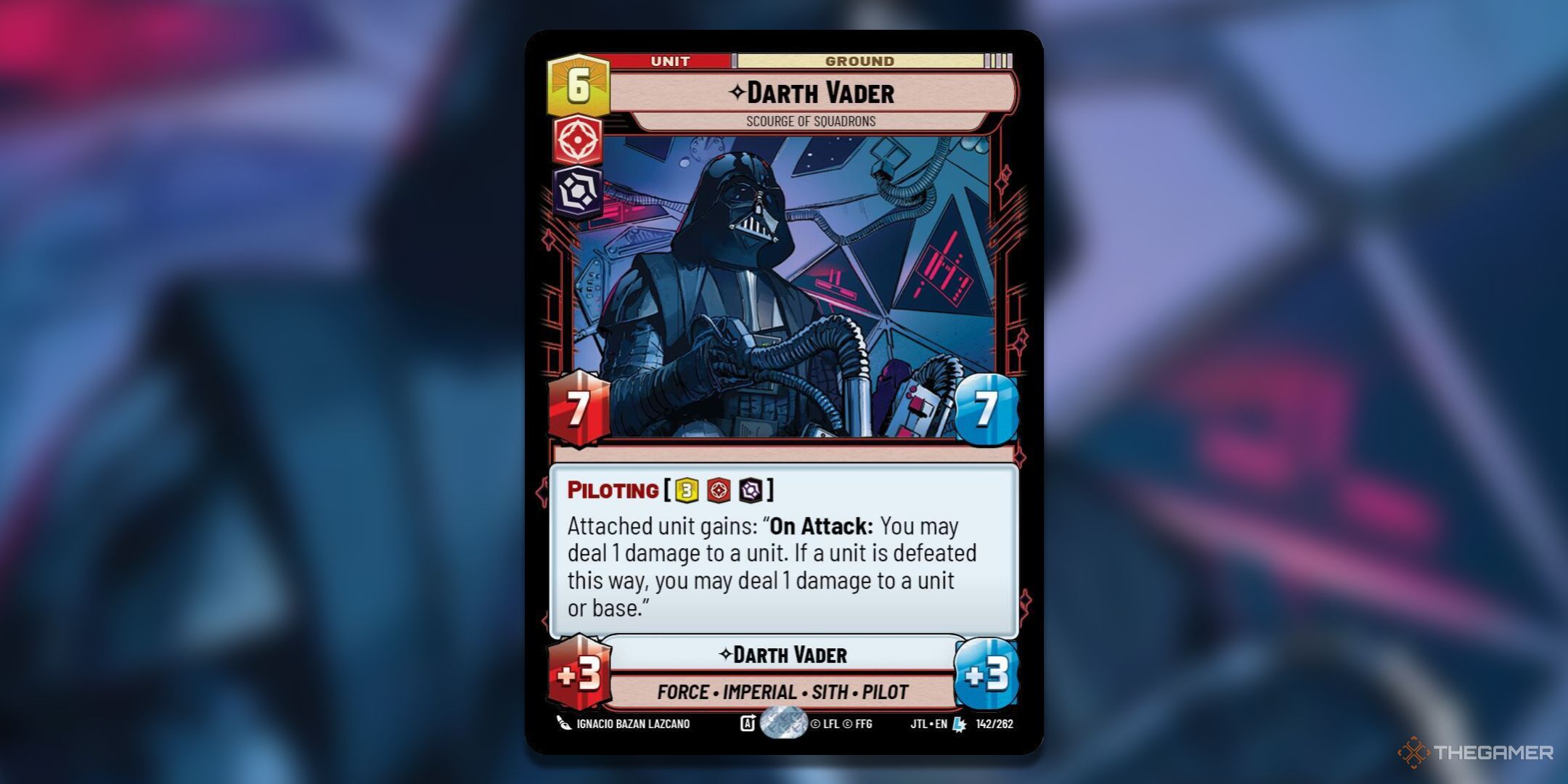 Darth Vader, Scourge of Squadrons Star Wars Unlimited Jump To Lightspeed Card Art.